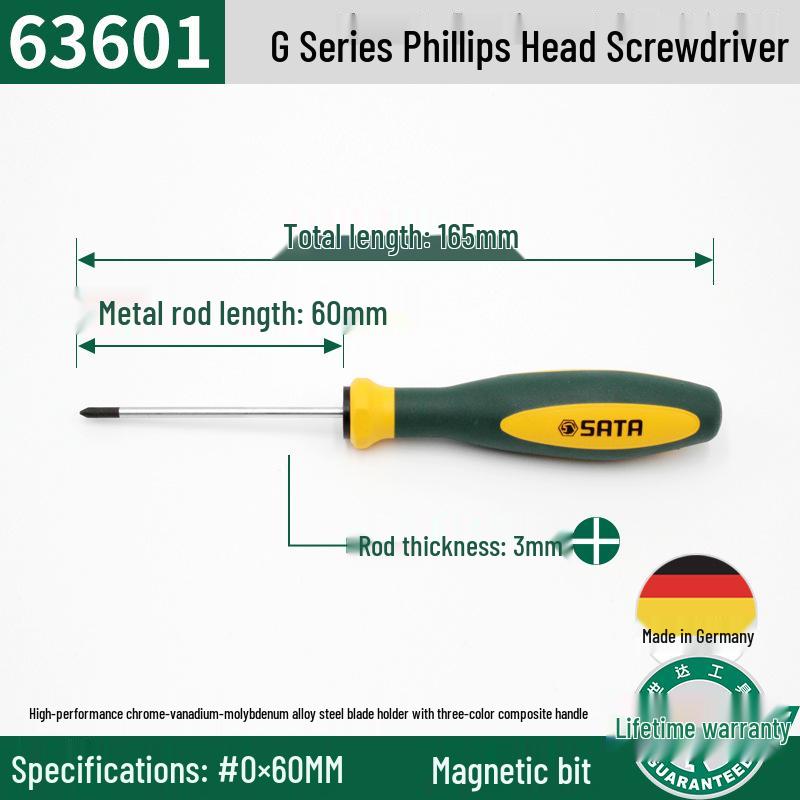 SATA G Series Phillips Head Screwdriver with Three-Color Handle (Models 63601-63620)
SATA G Series Phillips Head Screwdriver with Three-Color Handle (Models 63601-63620)