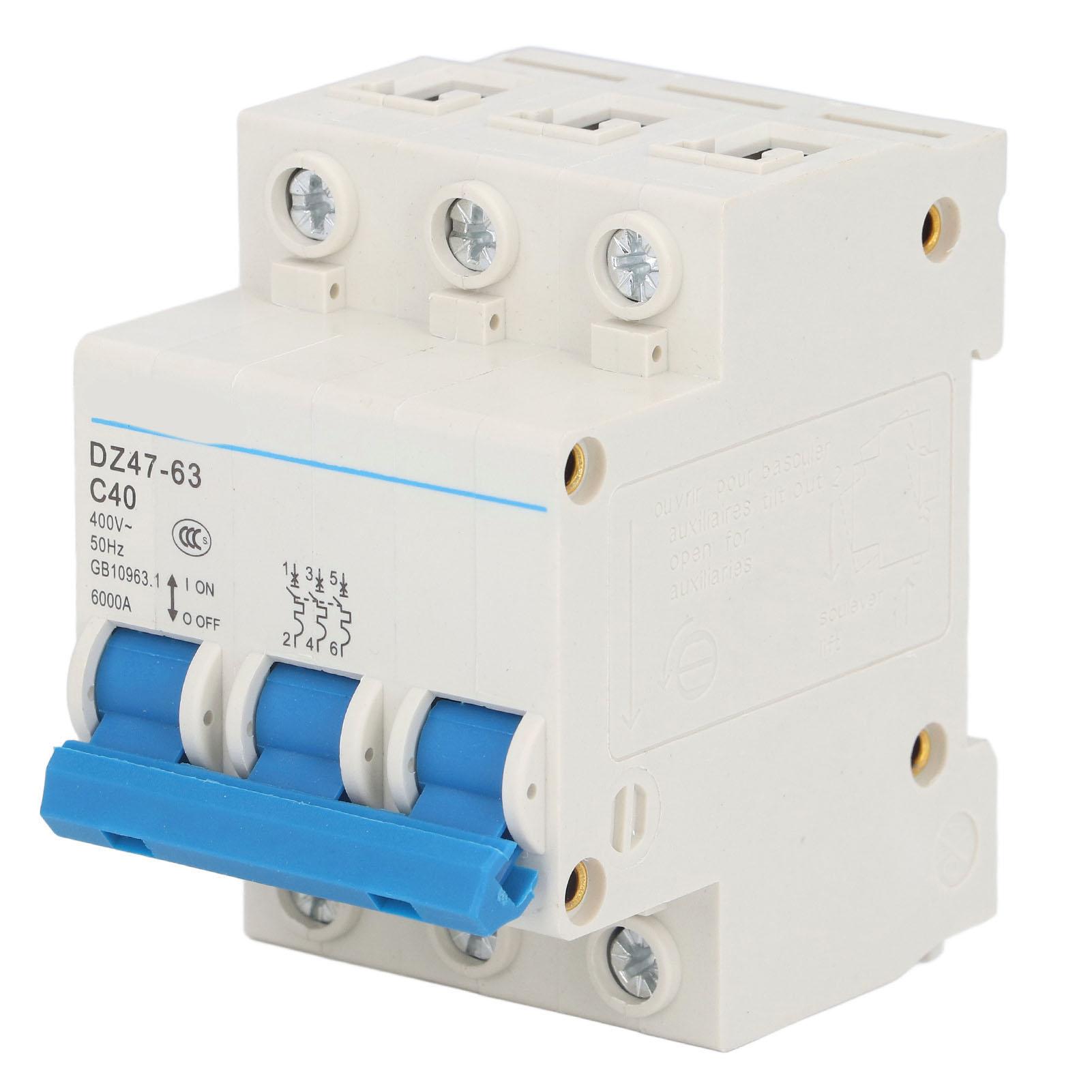 3P Miniature Circuit Breaker DIN Rail Mount Low Voltage Air Switch AC 400V 40A DZ47‑63 C40
3P Miniature Circuit Breaker DIN Rail Mount Low Voltage Air Switch AC 400V 40A DZ47‑63 C40