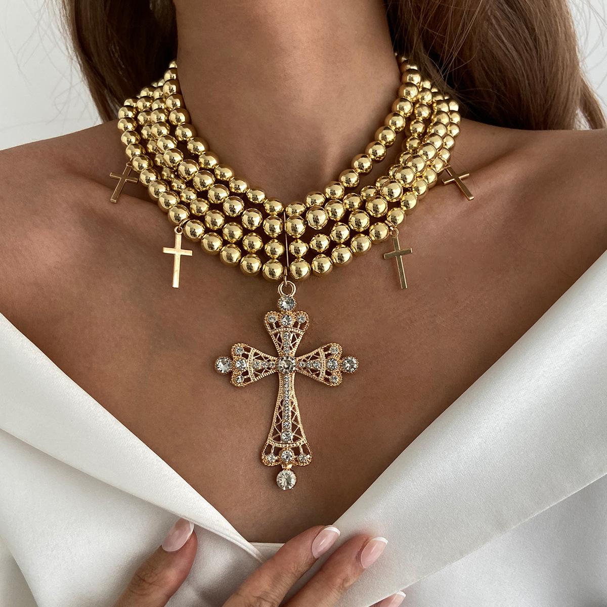 Accessories Sweet Cross Pendant Diamond Multi-layer Necklace Fashion Temperament Beaded Collarbone Chain Collar
Accessories Sweet Cross Pendant Diamond Multi-layer Necklace Fashion Temperament Beaded Collarbone Chain Collar