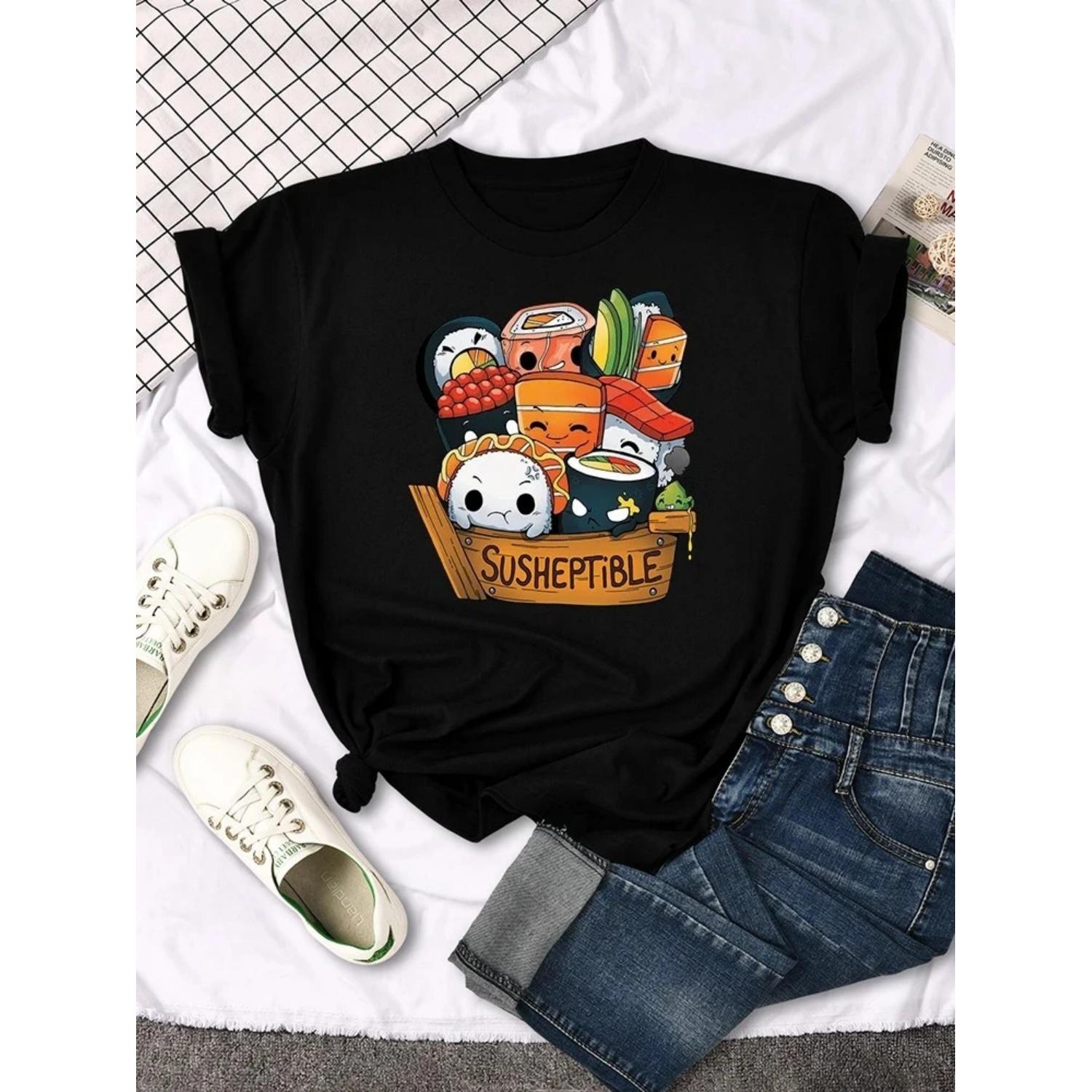 Kawaii Delicious Food Sushi Style Print Women s T-shirt Summer Fashion Tops Stylish T-shirt Loose Soft Women s T-shirt Y2k Top S чёрный
Kawaii Delicious Food Sushi Style Print Women s T-shirt Summer Fashion Tops Stylish T-shirt Loose Soft Women s T-shirt Y2k Top S чёрный