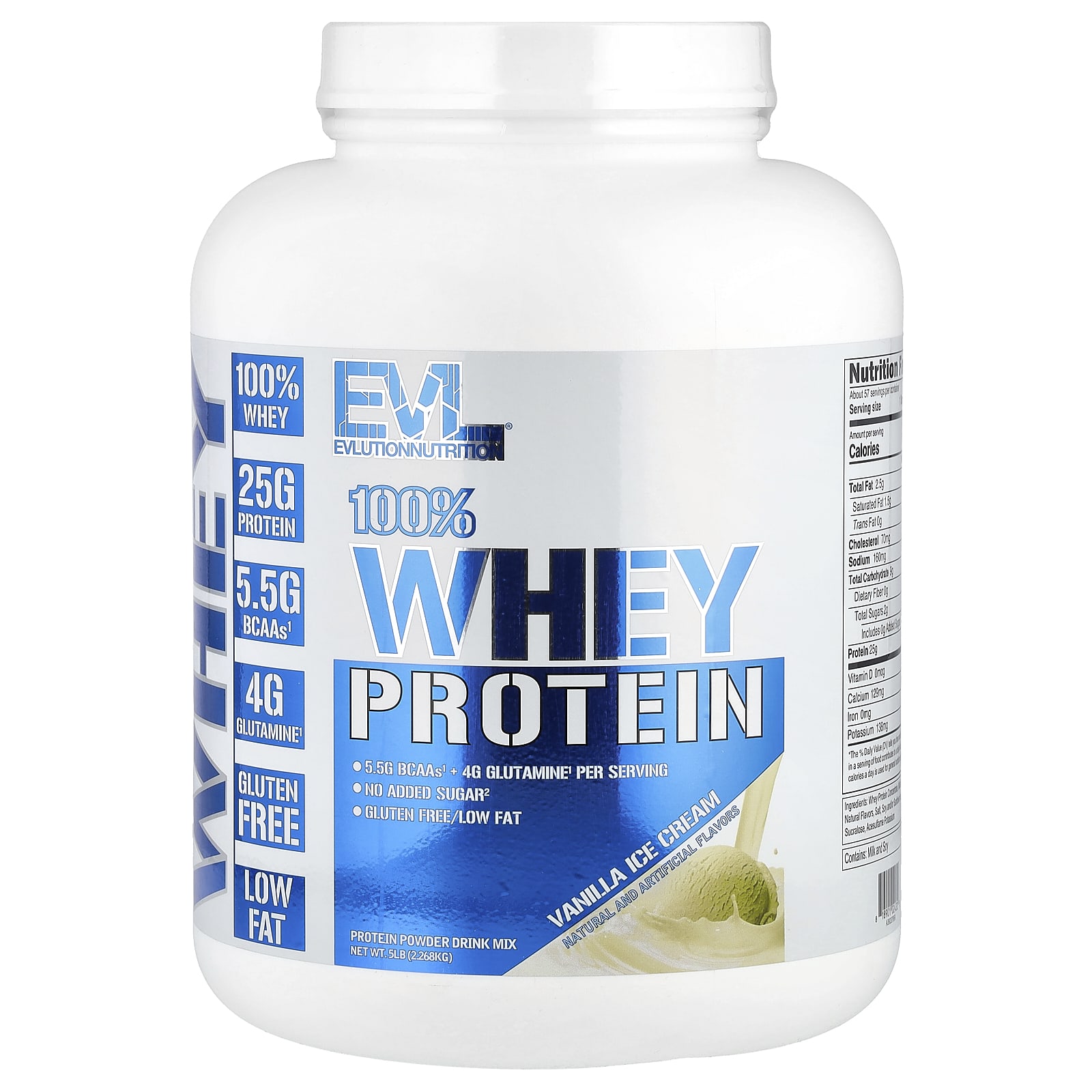 EVLution Nutrition, 100% Whey Protein, Vanilla Ice Cream Flavor, 5 lb (2.268 kg)
EVLution Nutrition, 100% Whey Protein, Vanilla Ice Cream Flavor, 5 lb (2.268 kg)