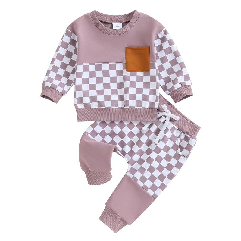 Baby Boy 2 Piece Outfits Plaid Long Sleeve Sweatshirt with Pocket and Elastic Pants for Toddler Fall Clothes 70 фіолетовий
Baby Boy 2 Piece Outfits Plaid Long Sleeve Sweatshirt with Pocket and Elastic Pants for Toddler Fall Clothes 70 фіолетовий