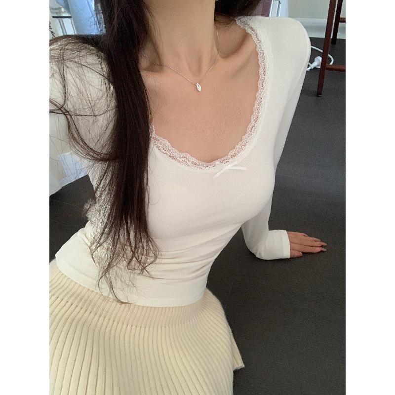 Women s White Lace Long Sleeve Slim Fit T-Shirt - Sweet & Spicy Autumn/Winter Top One Size (Suggest 75-120 jins)
Women s White Lace Long Sleeve Slim Fit T-Shirt - Sweet & Spicy Autumn/Winter Top One Size (Suggest 75-120 jins)