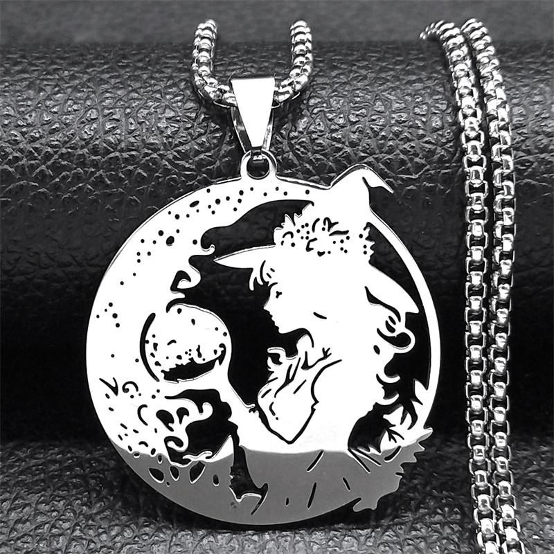 Witch Ball Moon Spell Pendant Necklace for Women/Men Silver Color Stainless Steel Wicca Pagan Chain Jewelry colier NZZZ526S02
Witch Ball Moon Spell Pendant Necklace for Women/Men Silver Color Stainless Steel Wicca Pagan Chain Jewelry colier NZZZ526S02