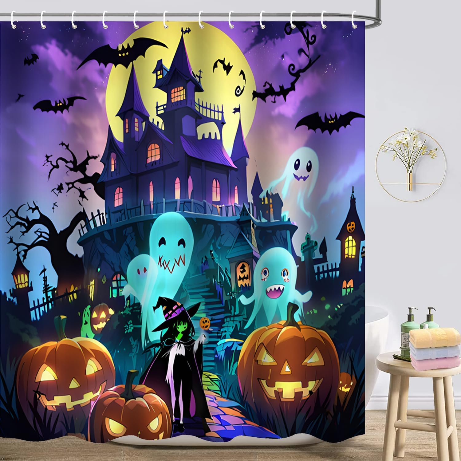 Halloween Shower Curtain, Scary Shower Curtain Set, Spooky Castle Decor, Horror Haunted House Bathroom Home Indoor Decorations W60H190(CM)-1 Pcs
Halloween Shower Curtain, Scary Shower Curtain Set, Spooky Castle Decor, Horror Haunted House Bathroom Home Indoor Decorations W60H190(CM)-1 Pcs