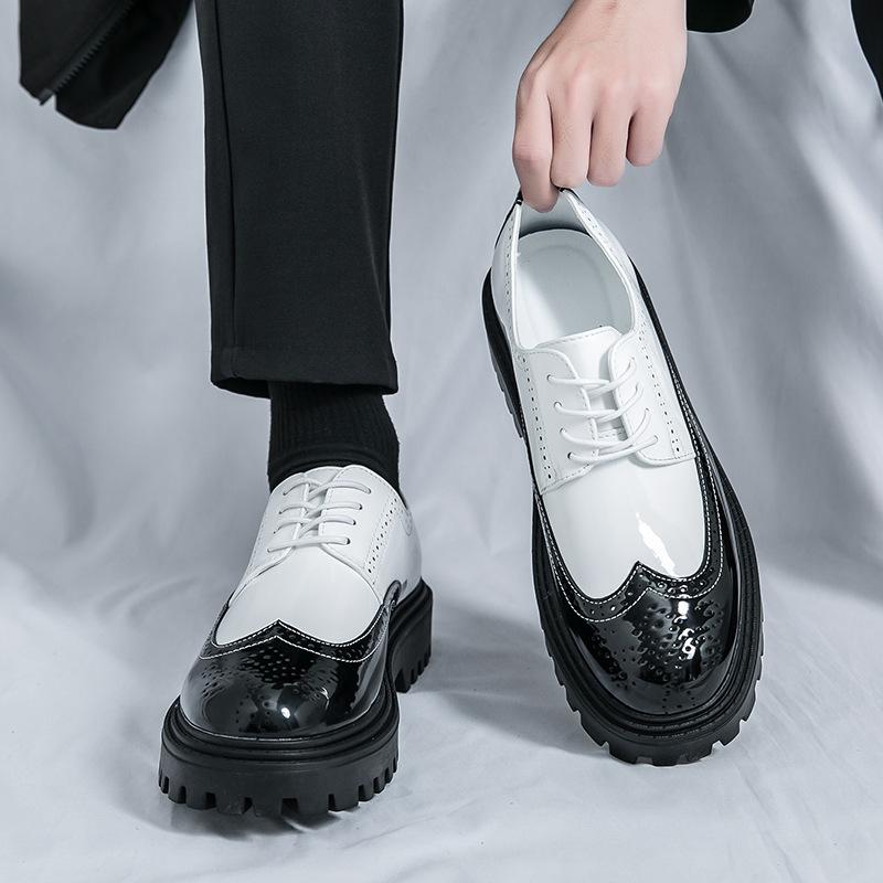 Studio small white leather shoes British style suit thick sole inner height increase muffin shoes 46
Studio small white leather shoes British style suit thick sole inner height increase muffin shoes 46
