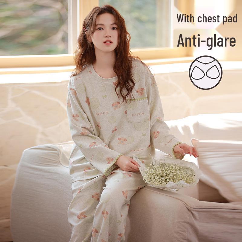Women s Cotton Pajamas with Built-in Bra, Long Sleeve Korean Style Cartoon Pullover Set for Spring/Autumn L (160-165CM, 50-57.5kg)
Women s Cotton Pajamas with Built-in Bra, Long Sleeve Korean Style Cartoon Pullover Set for Spring/Autumn L (160-165CM, 50-57.5kg)