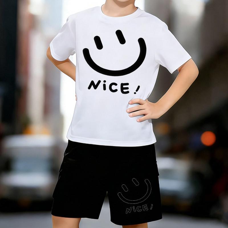 Boys 2 Piece Cartoon Smiley Face Print Outfit, Short Sleeve T-Shirt and Shorts Set for Kids Age 5-14,Black and White Sporty Casual Summer Clothes 13-14 Years
Boys 2 Piece Cartoon Smiley Face Print Outfit, Short Sleeve T-Shirt and Shorts Set for Kids Age 5-14,Black and White Sporty Casual Summer Clothes 13-14 Years