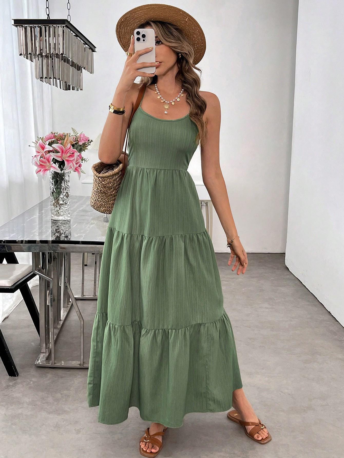 2026 Elegant Backless Spaghetti Strap Dress with Layered Lace-Up Bow and Waist-Cinched Design Extra Large армия зеленый
2026 Elegant Backless Spaghetti Strap Dress with Layered Lace-Up Bow and Waist-Cinched Design Extra Large армия зеленый