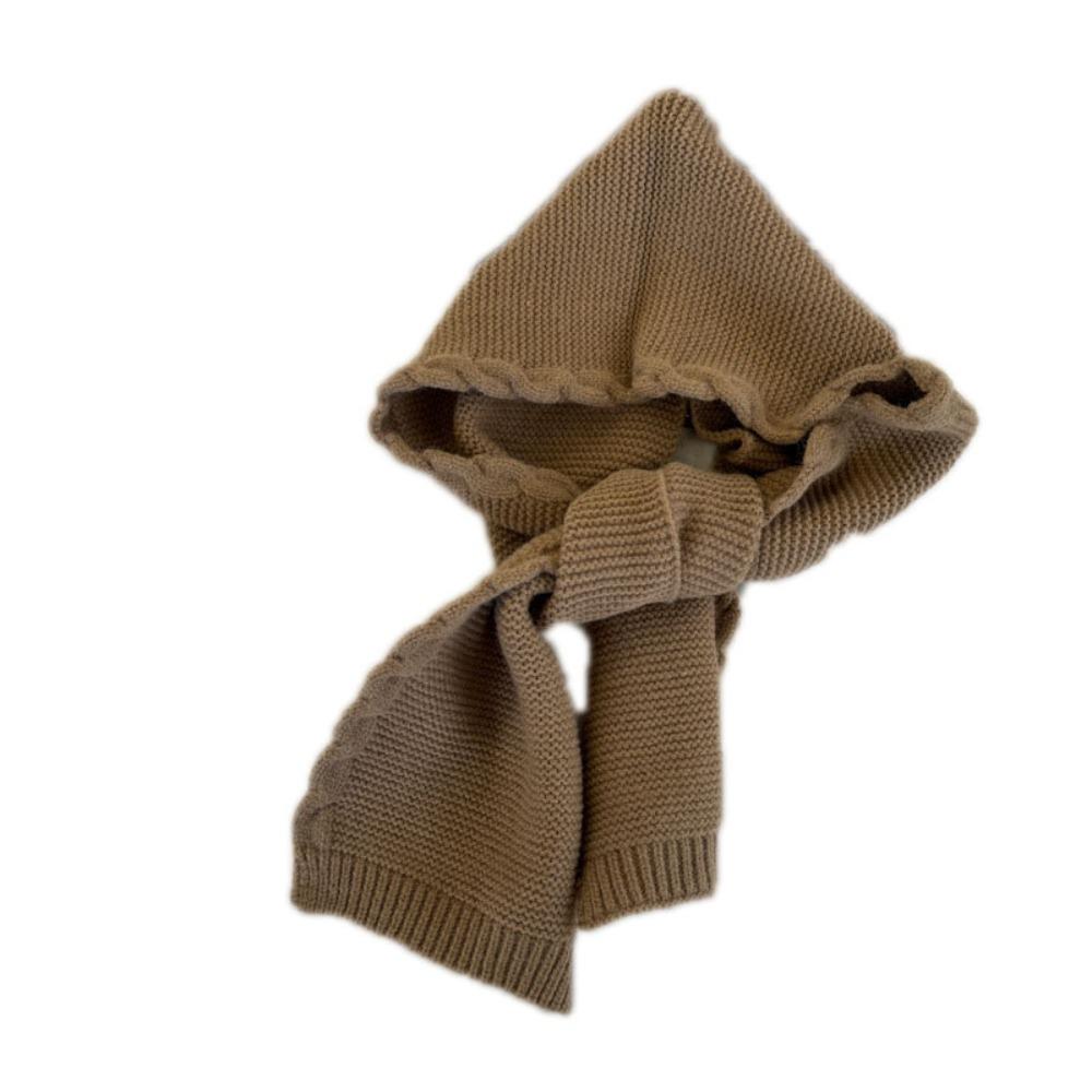 Вязаные Ретро Детские Шапки Универсальная Вязаная Шапка Худи Цельная Вязаная Шапка Детская Одежда хаки