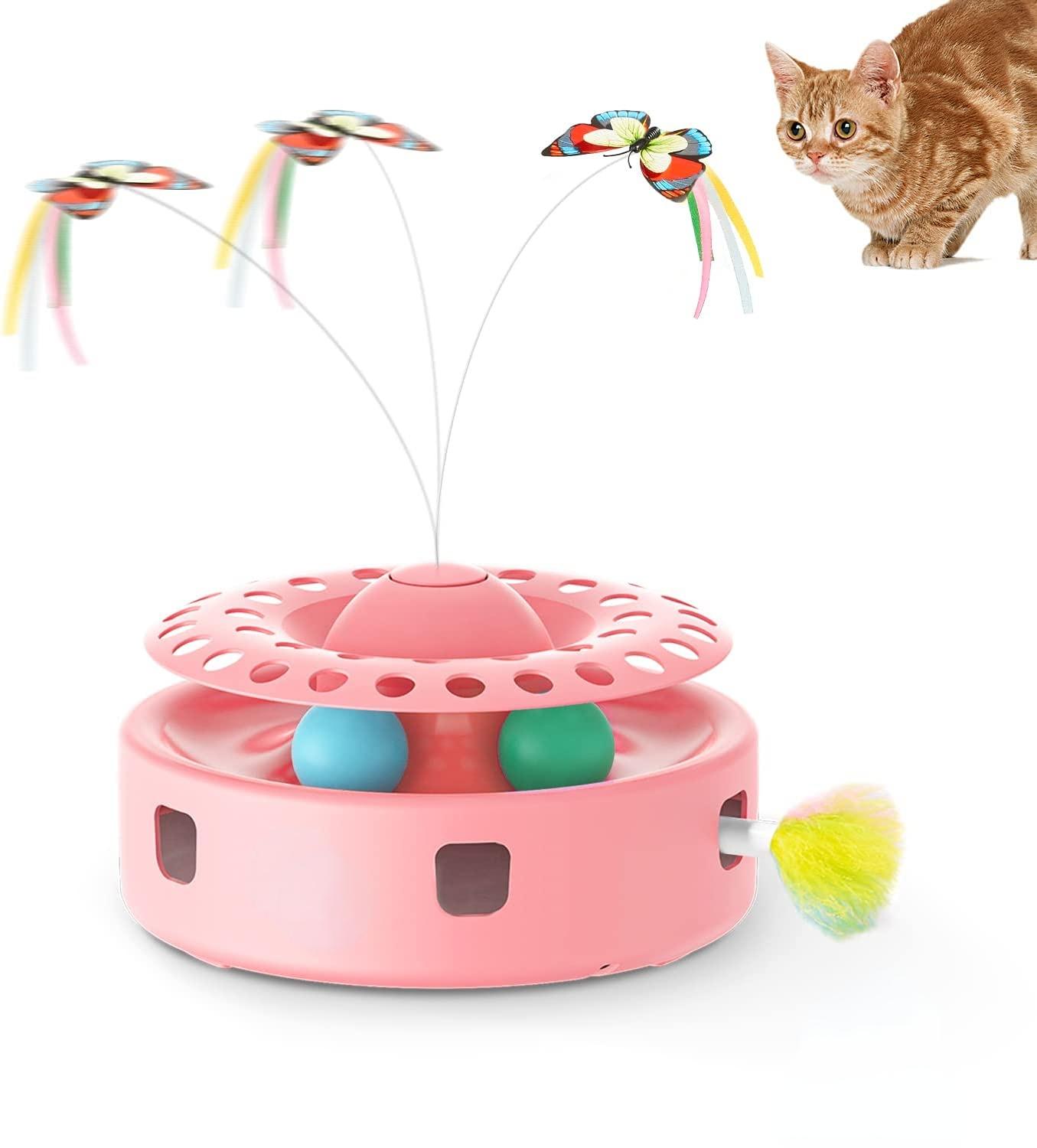 Cat Toys 3-in-1Interactive Kitten Toy, Fluttering Butterfly, Random Moving Ambush Feather,Track Balls,Indoor Exercise Cat Kicker рожевий
Cat Toys 3-in-1Interactive Kitten Toy, Fluttering Butterfly, Random Moving Ambush Feather,Track Balls,Indoor Exercise Cat Kicker рожевий