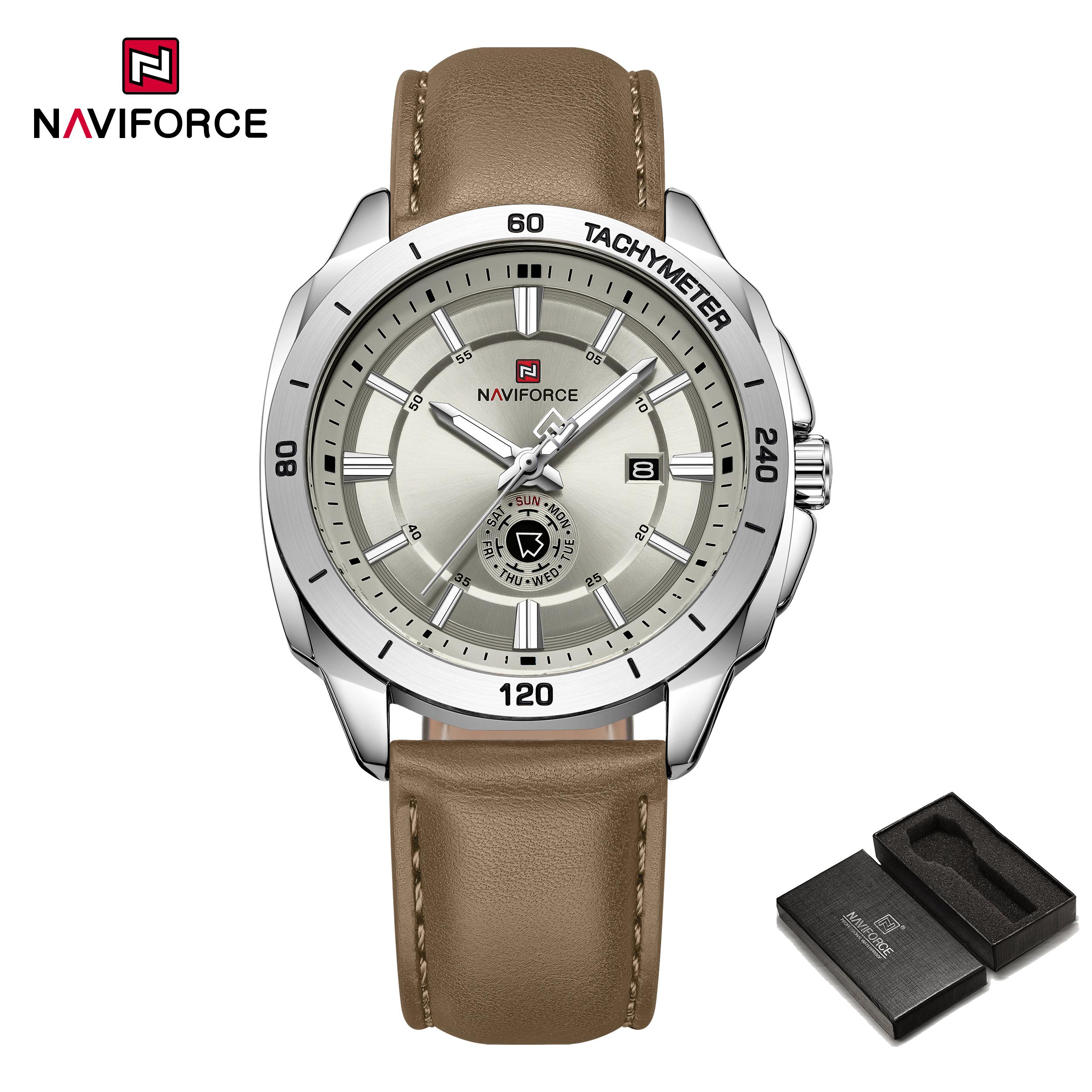 Naviforce Оригінальний чоловічий бізнес-годинник Шкіряний ремінець Водонепроникність 30м Кварцовий механізм Календар Світлові стрілки Круглий корпус Чоловічий годинник NF9269 сірий/коричневий
Naviforce Оригінальний чоловічий бізнес-годинник Шкіряний ремінець Водонепроникність 30м Кварцовий механізм Календар Світлові стрілки Круглий корпус Чоловічий годинник NF9269 сірий/коричневий