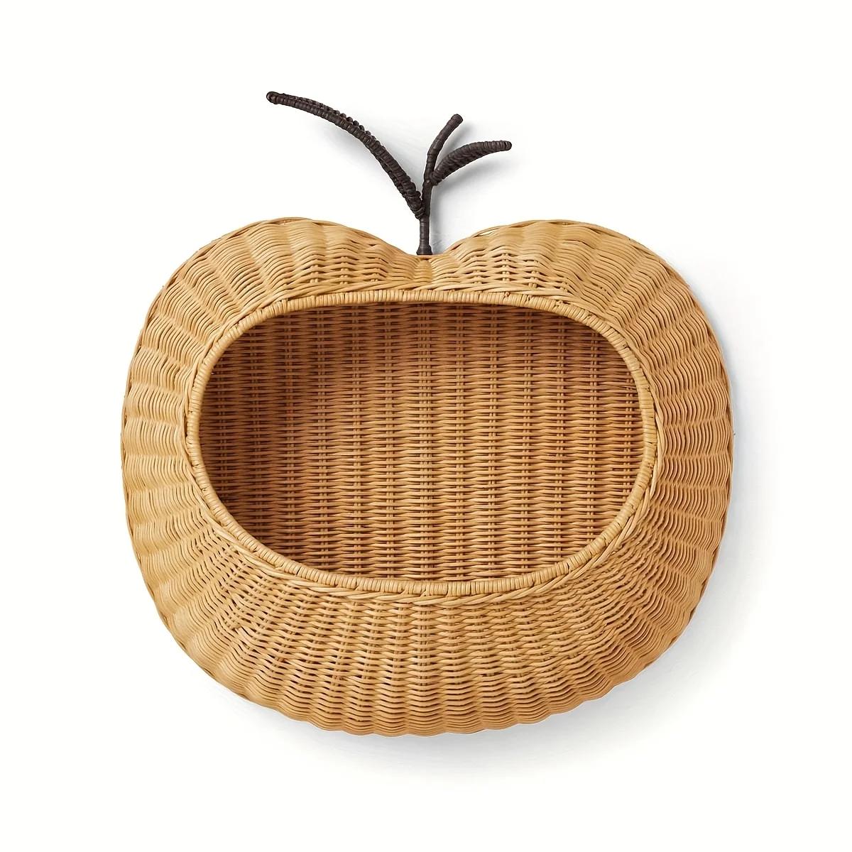 Natural Woven Apple Shaped Wall Basket 1pc Rustic Handwoven Open Front Storage Organizer Durable Home Decor for Key Home Storage
Natural Woven Apple Shaped Wall Basket 1pc Rustic Handwoven Open Front Storage Organizer Durable Home Decor for Key Home Storage