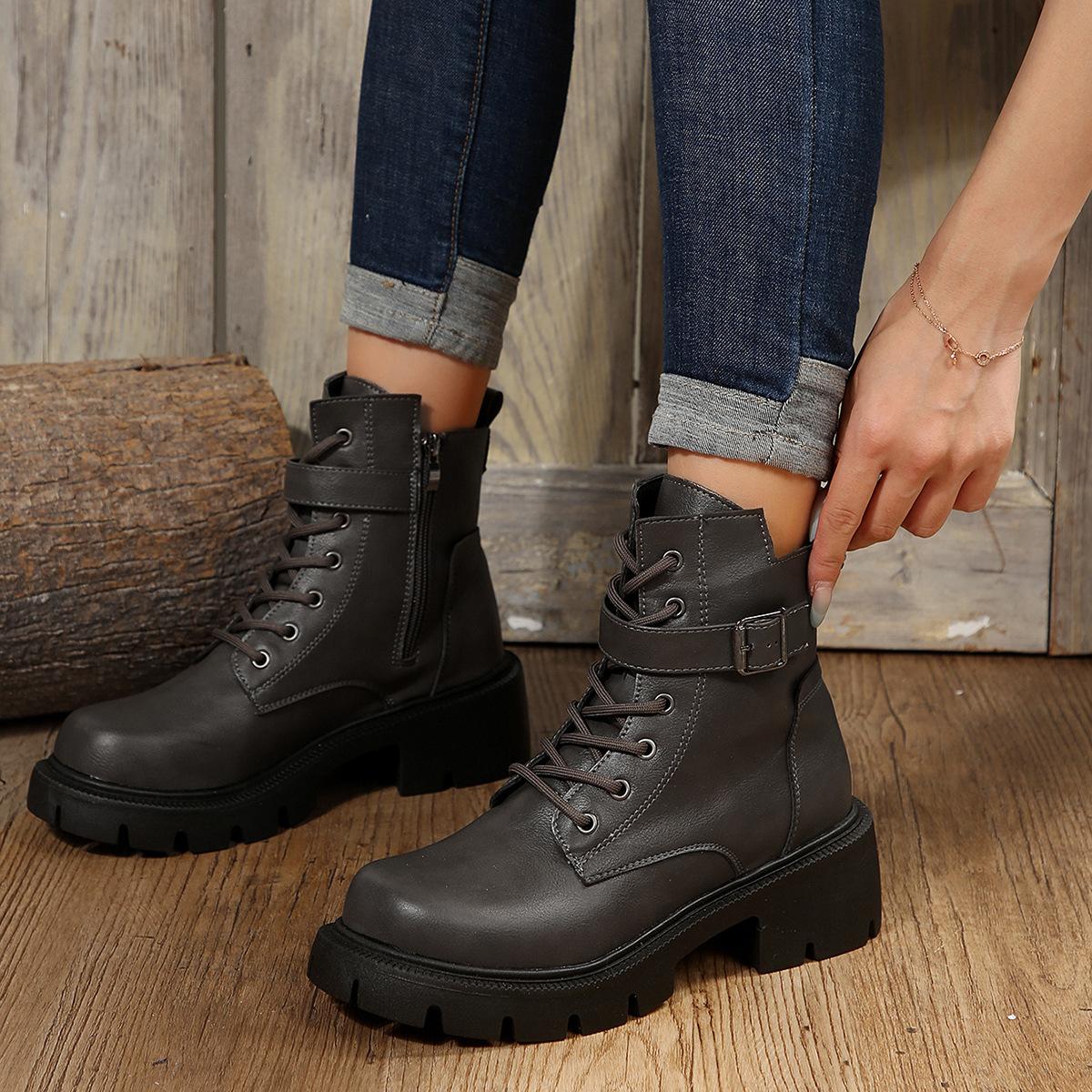 Autumn and winter new large size Martin boots women s boots round head thick heel lace-up casual medium boots women s boots 35
Autumn and winter new large size Martin boots women s boots round head thick heel lace-up casual medium boots women s boots 35