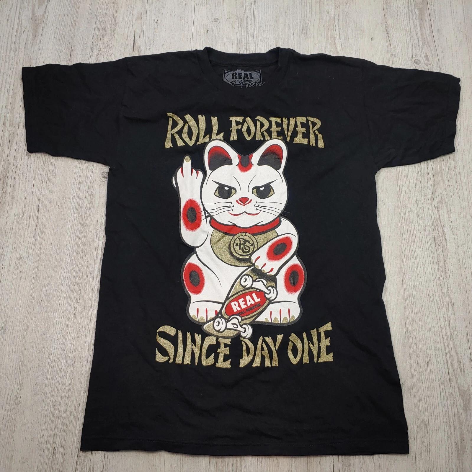 REAL Skateboards Хлопковая футболка 100% Мужские футболки Топ Roll Forever Кот Манеки-нэко С первого дня Размер S Черный 3XL
REAL Skateboards Хлопковая футболка 100% Мужские футболки Топ Roll Forever Кот Манеки-нэко С первого дня Размер S Черный 3XL