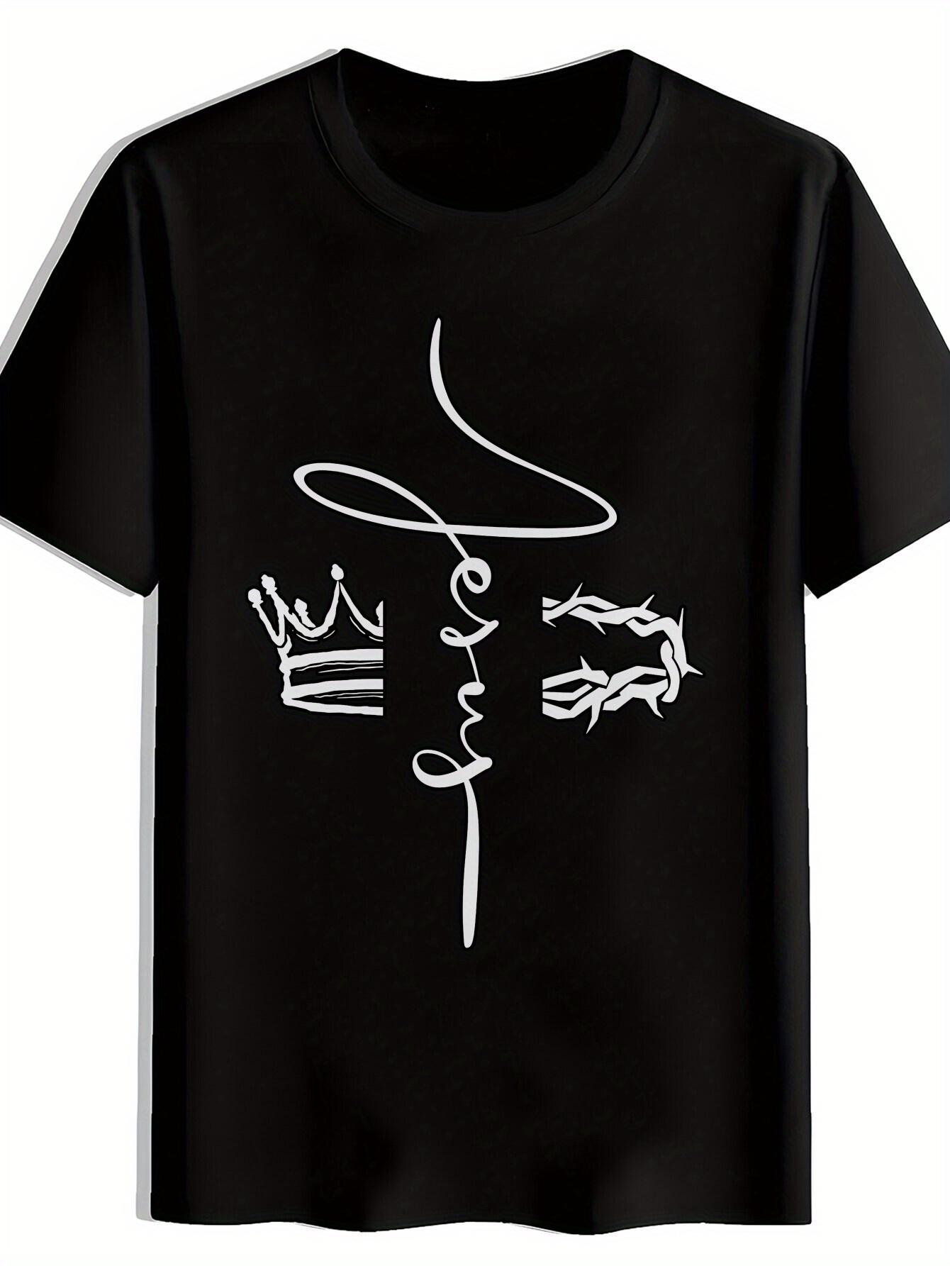 Black T-shirt with Christian Cross and Crown Graphic - Short Sleeve XL
Black T-shirt with Christian Cross and Crown Graphic - Short Sleeve XL