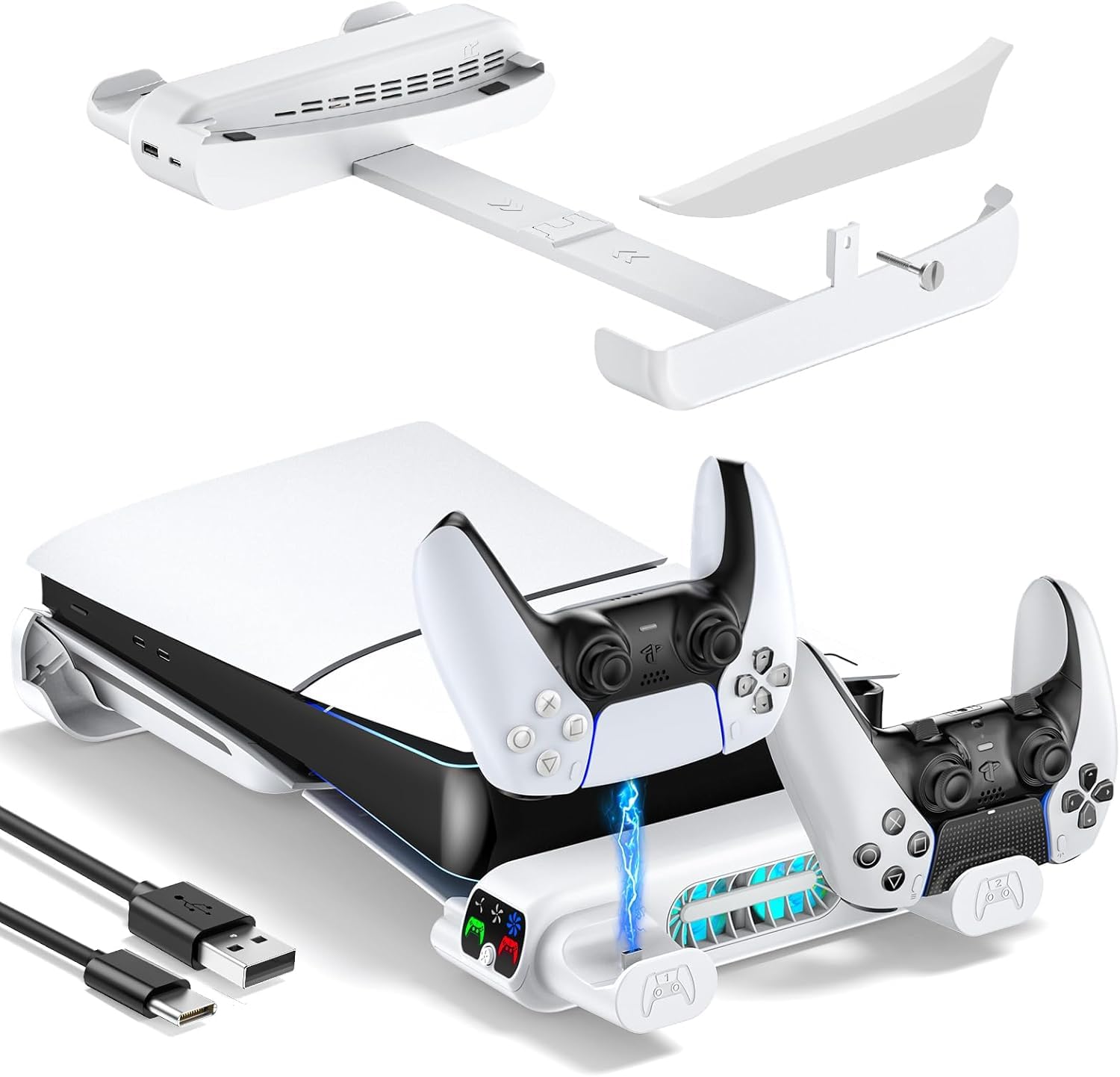 with PS5 Pro and New PS5 PS5 Horizontal Stand with Cooling Fan Speed PS5 Slim Controller Charging Improved Heat Earthquake Scratch Compatible with білий
with PS5 Pro and New PS5 PS5 Horizontal Stand with Cooling Fan Speed PS5 Slim Controller Charging Improved Heat Earthquake Scratch Compatible with білий