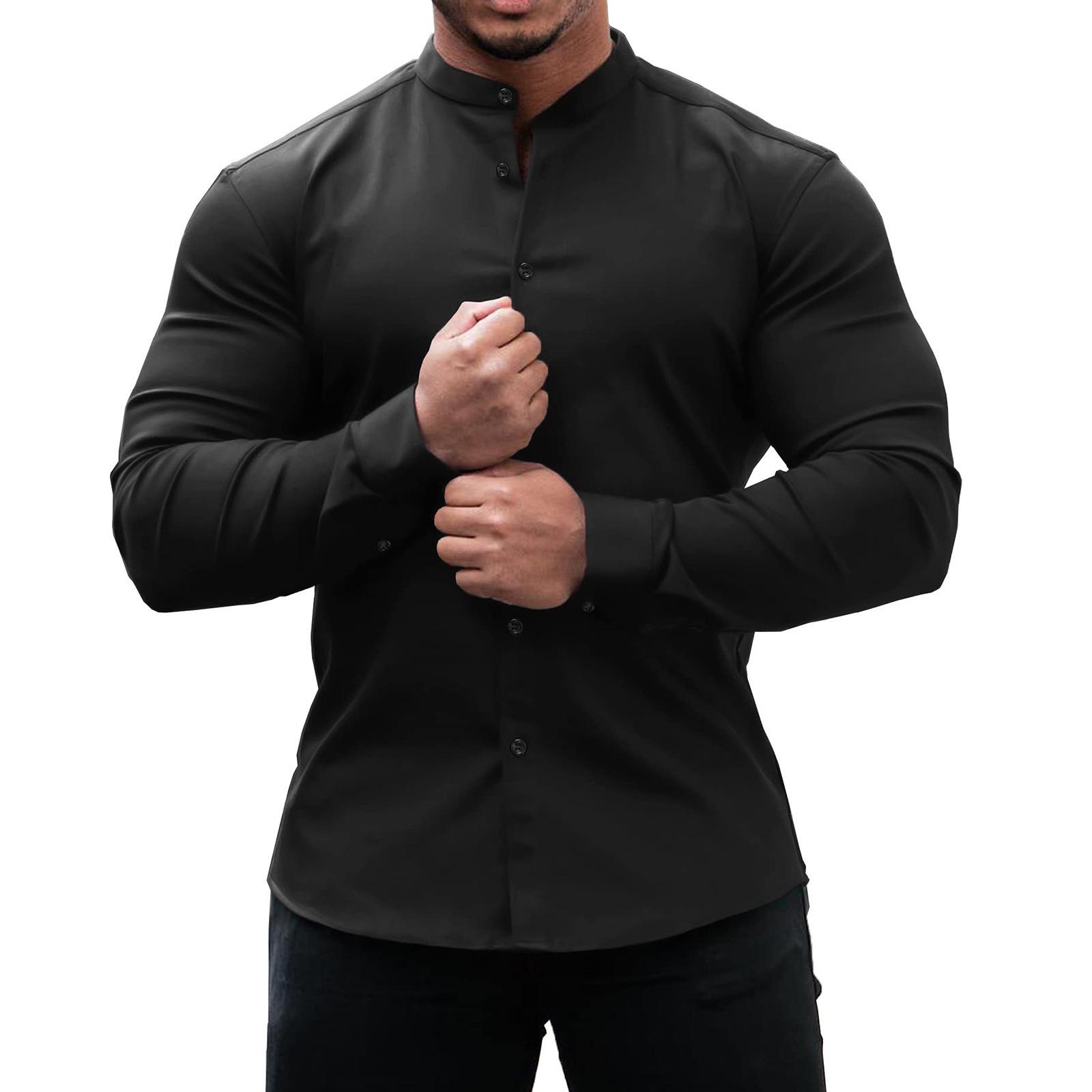 Spring and Summer Men s Solid Color Sports Casual Cardigan Slim Fit Micro Elastic Long Sleeved Casual Button Up Shirt XXXL чорний
Spring and Summer Men s Solid Color Sports Casual Cardigan Slim Fit Micro Elastic Long Sleeved Casual Button Up Shirt XXXL чорний