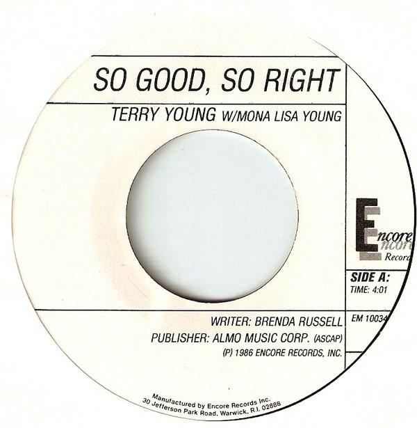 7inch Record TERRY YOUNG, MONA LISA YOUNG - So Good, So Right EM10034 Encore Records 1986 US Soul/Funk Used
7inch Record TERRY YOUNG, MONA LISA YOUNG - So Good, So Right EM10034 Encore Records 1986 US Soul/Funk Used