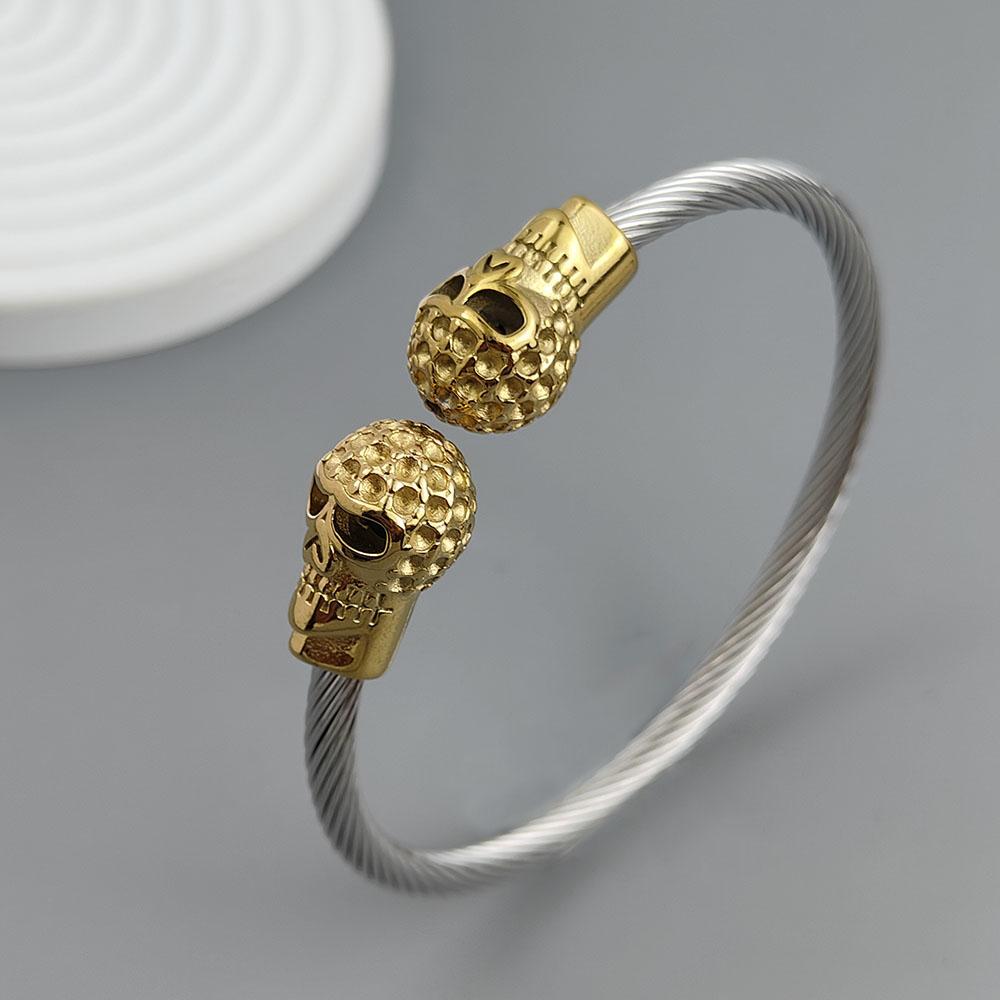 Wire Twisted Skull Stainless Steel Gold Plated 18K Bracelet, High Quality Waterproof Silver Jewelry, Gift for Couples
Wire Twisted Skull Stainless Steel Gold Plated 18K Bracelet, High Quality Waterproof Silver Jewelry, Gift for Couples