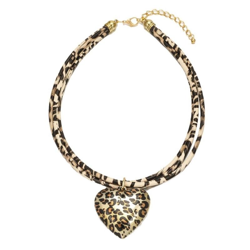 Vintage Style Heart Pendant Necklace Adjustable Length and Leopard Print Cord Clavicle Chain for Fashionable Women
Vintage Style Heart Pendant Necklace Adjustable Length and Leopard Print Cord Clavicle Chain for Fashionable Women