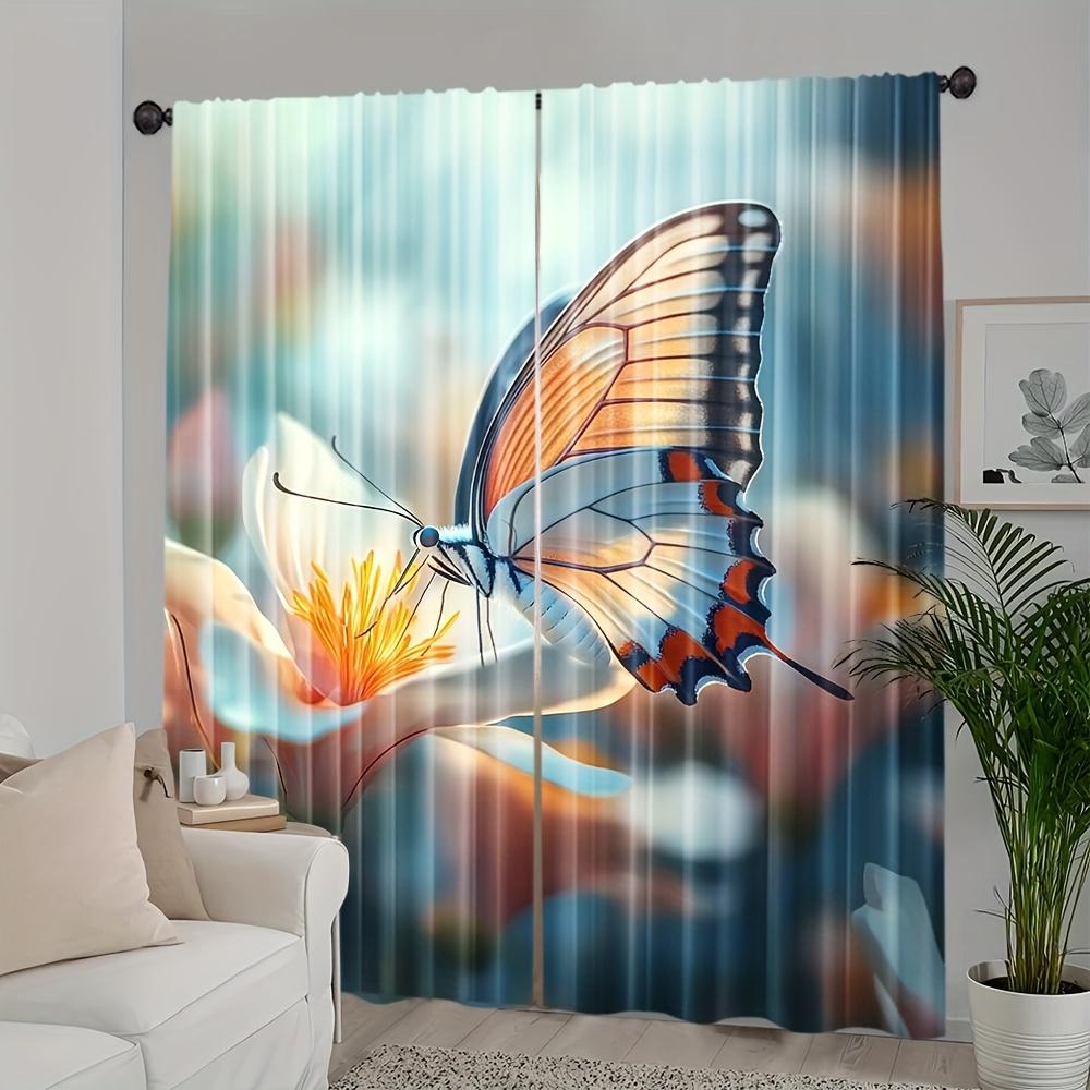 Set Of 2 Spring Garden Butterfly Floral Print Curtains Polyester Drapes Bedroom Living Room Study Elegant Sheer Made Window Treatment W100*H70(CM)-Hooks&1PCS
Set Of 2 Spring Garden Butterfly Floral Print Curtains Polyester Drapes Bedroom Living Room Study Elegant Sheer Made Window Treatment W100*H70(CM)-Hooks&1PCS