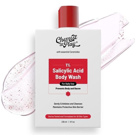 Chemist at Play 1% Salicylic Acid Body Wash 236ml | Paraben & SLS Free | Gentle Exfoliating Shower Gel | Prevents Body Acne, Bumpy Skin
Chemist at Play 1% Salicylic Acid Body Wash 236ml | Paraben & SLS Free | Gentle Exfoliating Shower Gel | Prevents Body Acne, Bumpy Skin