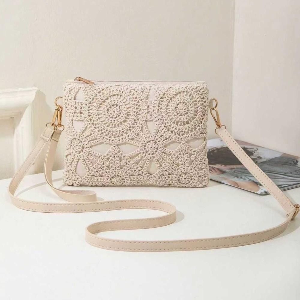 New Bohemian Style Hollow Woven Bag Zipper Clousure Rectangular Boho Beach Bag PU Leather Shoulder Bag Vacation Outfits бежевый
New Bohemian Style Hollow Woven Bag Zipper Clousure Rectangular Boho Beach Bag PU Leather Shoulder Bag Vacation Outfits бежевый