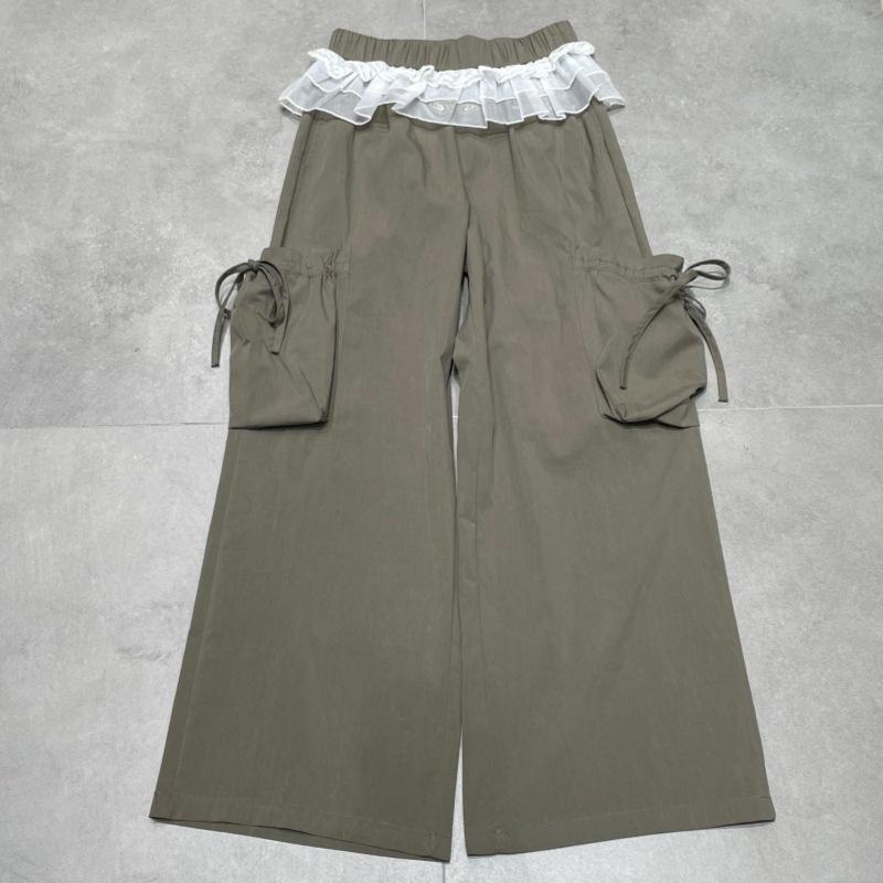 Spring 2026 High-Waisted Lace Trim Cargo Pants with Bow Tie & Drawstring for Women Medium серый/зелёный
Spring 2026 High-Waisted Lace Trim Cargo Pants with Bow Tie & Drawstring for Women Medium серый/зелёный