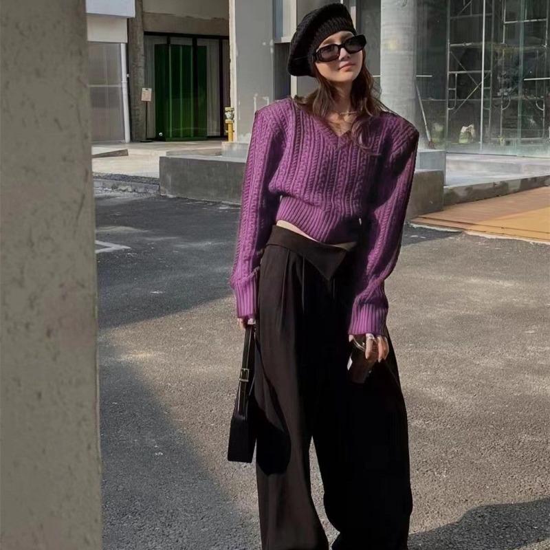 Винтажный свитер с высокой талией, с V-образным вырезом, с короткими рукавами, модный женский свитер для похудения, осень и зима, новинка XL фиолетовый
Винтажный свитер с высокой талией, с V-образным вырезом, с короткими рукавами, модный женский свитер для похудения, осень и зима, новинка XL фиолетовый