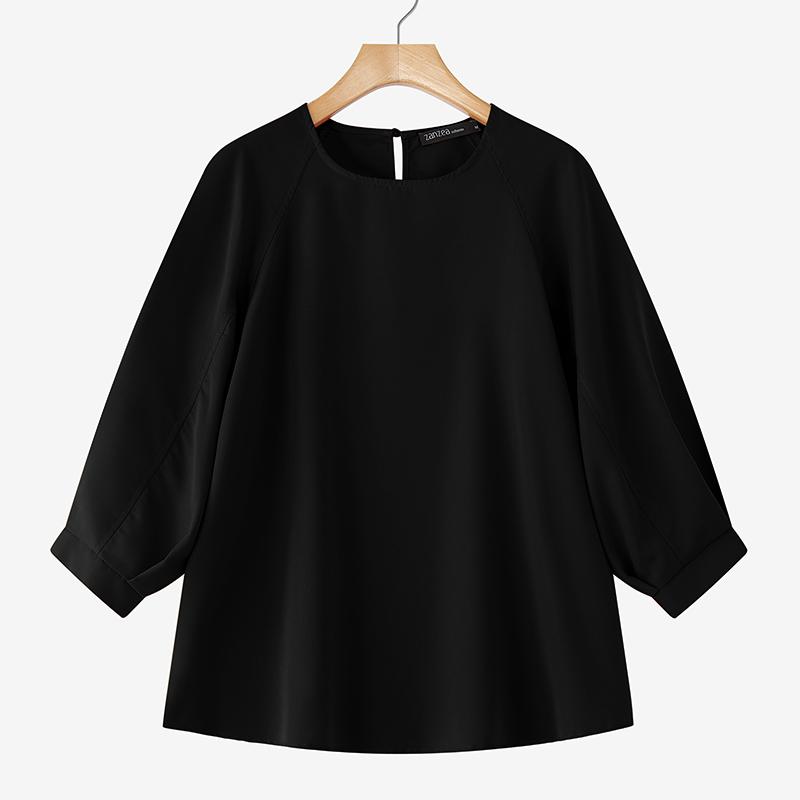 ZANZEA Женская повседневная блузка с круглым вырезом, однотонная, свободного кроя, с длинным рукавом 5XL чёрный
ZANZEA Женская повседневная блузка с круглым вырезом, однотонная, свободного кроя, с длинным рукавом 5XL чёрный