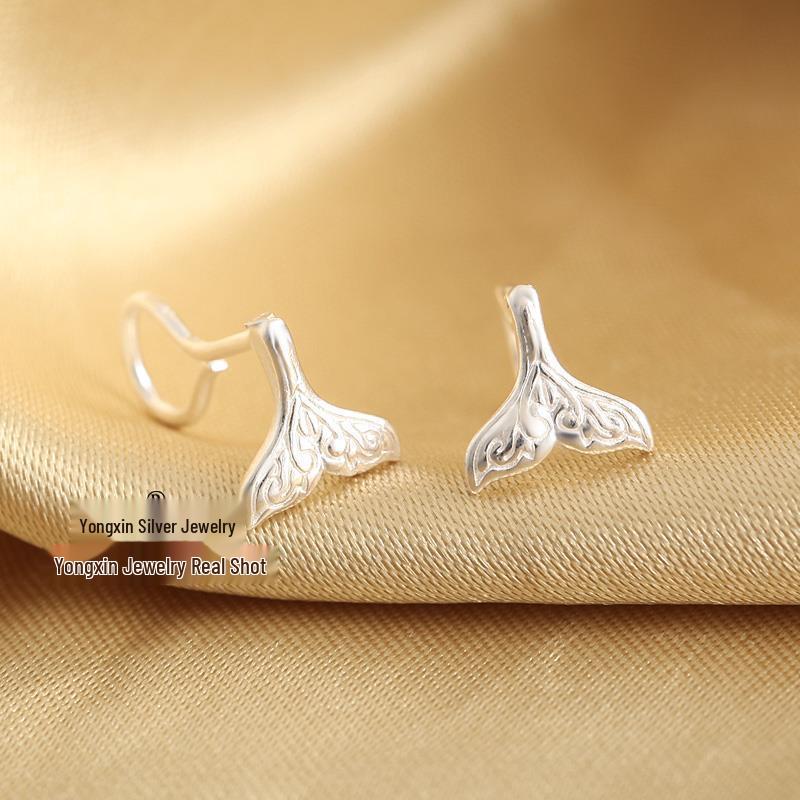 Sterling Silver Mermaid Stud Earrings: Pure Silver, Light Luxury, Breathable, Anti-Allergy, Sleep-Friendly, Anti-Lost Design for Women. 999 Pure Silver
Sterling Silver Mermaid Stud Earrings: Pure Silver, Light Luxury, Breathable, Anti-Allergy, Sleep-Friendly, Anti-Lost Design for Women. 999 Pure Silver