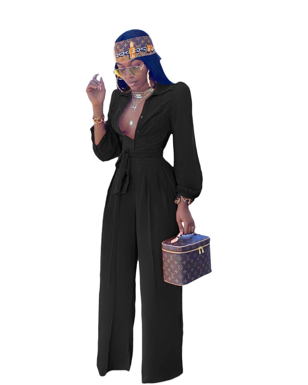European Women s Solid Color High Waist Straight-Leg Jumpsuit with Belt L чорний
European Women s Solid Color High Waist Straight-Leg Jumpsuit with Belt L чорний