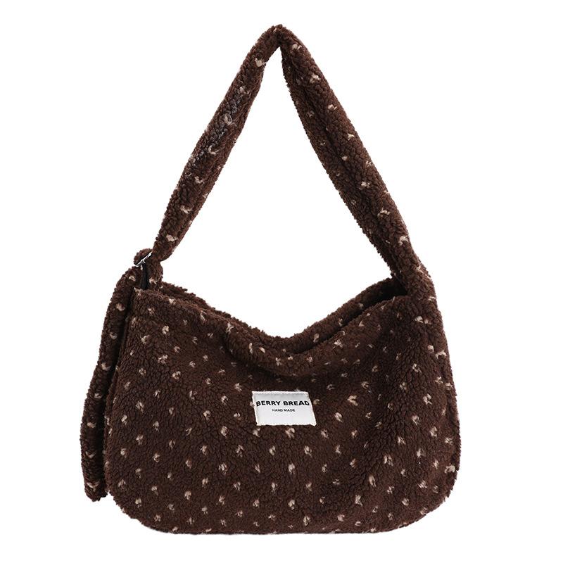 Korean Plush Polka Dot Tote Bag With Adjustable Shoulder Strap Shoulder Crossbody Bag Women Winter Commut Large Capacity Handbag коричневий
Korean Plush Polka Dot Tote Bag With Adjustable Shoulder Strap Shoulder Crossbody Bag Women Winter Commut Large Capacity Handbag коричневий