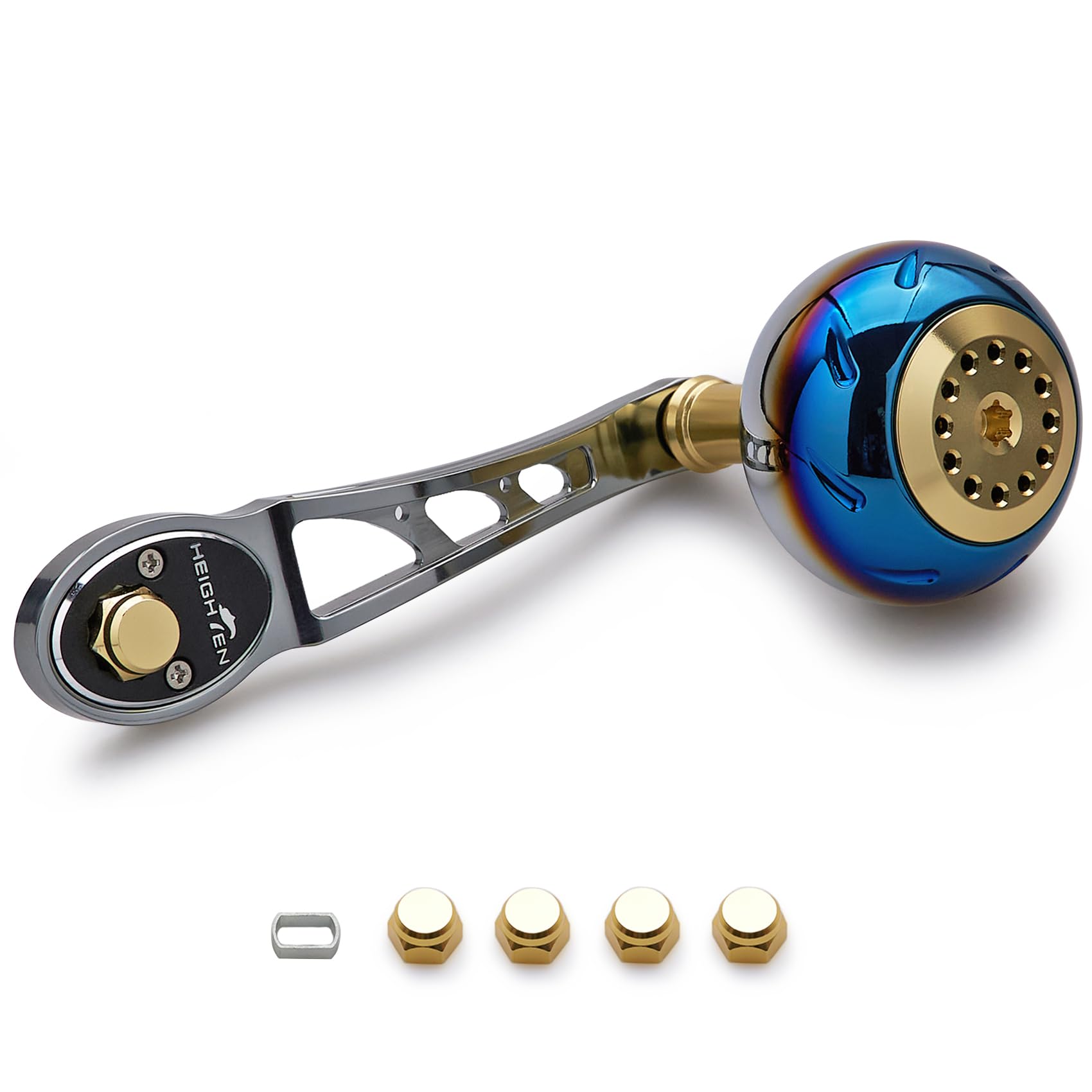 HEIGHTEN 80/90mm Reel Handle 45mm Handle Knob SHIMANO DAIWA Abu Bait Reel Universal Aurora Ach Series (Gunmetal & Gold) (800)
HEIGHTEN 80/90mm Reel Handle 45mm Handle Knob SHIMANO DAIWA Abu Bait Reel Universal Aurora Ach Series (Gunmetal & Gold) (800)