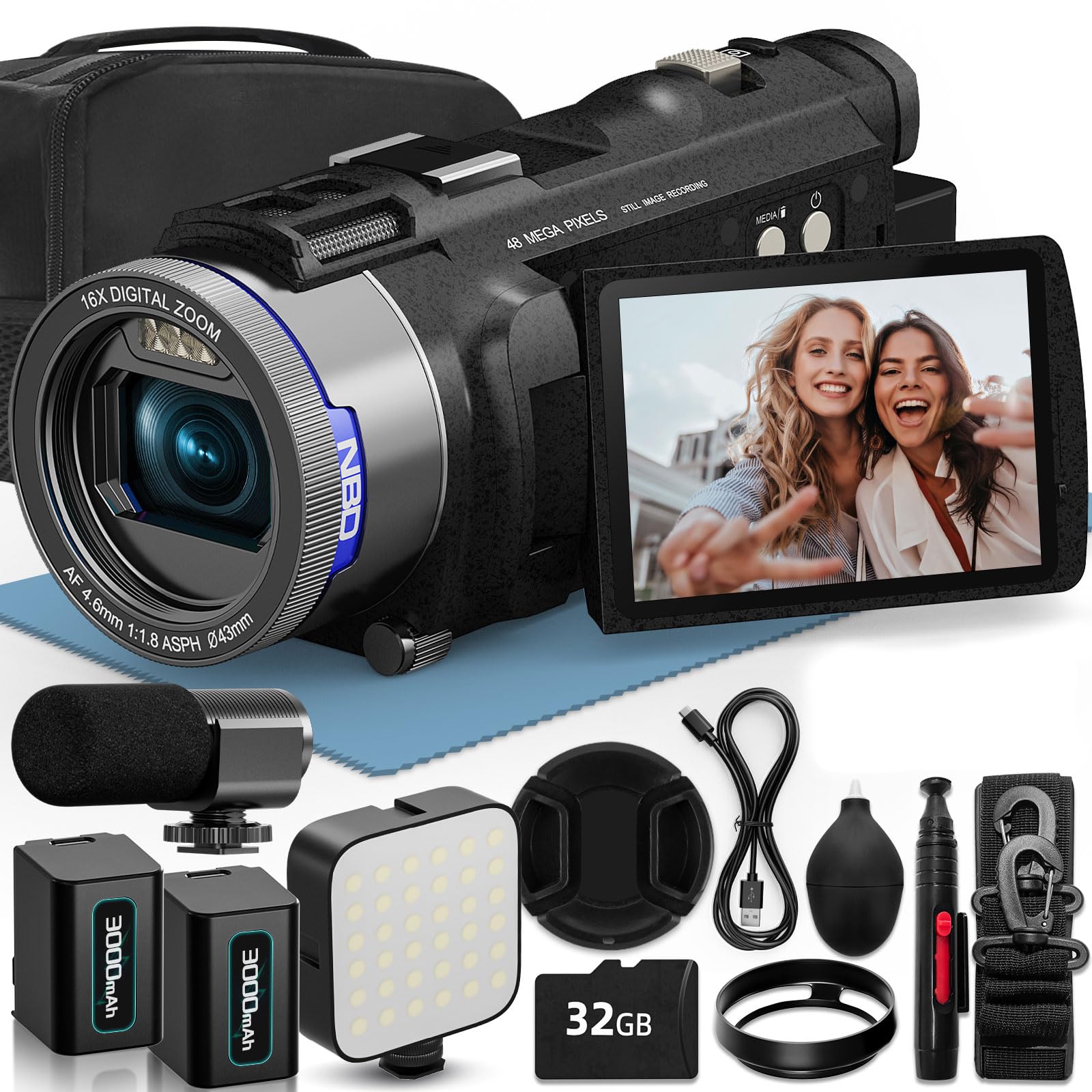 Відеокамера NBD 4K 48MP з 16x IPS ASPH для відеоблогінгу та веб-камери, функція паузи зображення, в комплекті дві картки MicroSD по 32 ГБ, ідеальна для спорту, вступу та
Відеокамера NBD 4K 48MP з 16x IPS ASPH для відеоблогінгу та веб-камери, функція паузи зображення, в комплекті дві картки MicroSD по 32 ГБ, ідеальна для спорту, вступу та