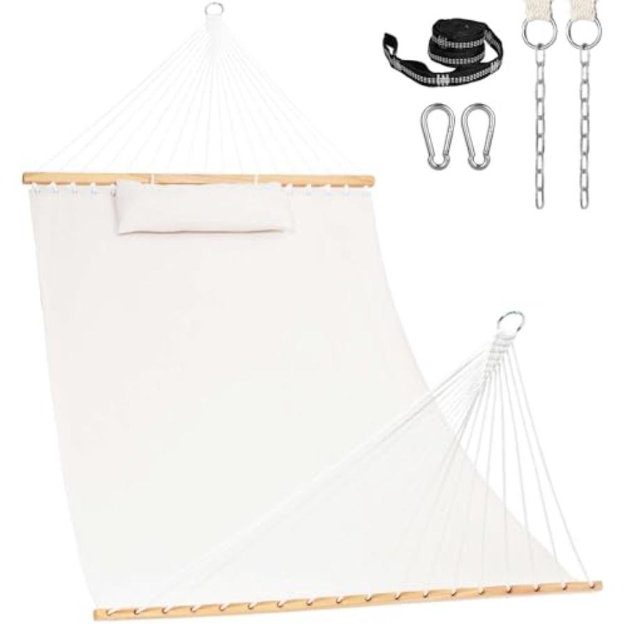 12 FT Sunbrella Fabric Hammock with Spreader Bars and Free Pillow for 2 Persons All Weather Fade Resistant in Cast Pumice 450 l
12 FT Sunbrella Fabric Hammock with Spreader Bars and Free Pillow for 2 Persons All Weather Fade Resistant in Cast Pumice 450 l