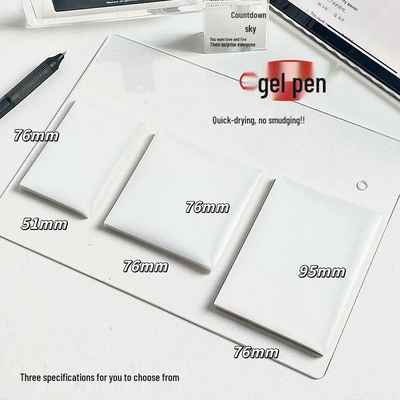 Waterproof Frosted Sticky Notes - Ink-Resistant Memo Pads for Office & Student Use Medium 7.6*7.6CM (50 sheets)
Waterproof Frosted Sticky Notes - Ink-Resistant Memo Pads for Office & Student Use Medium 7.6*7.6CM (50 sheets)