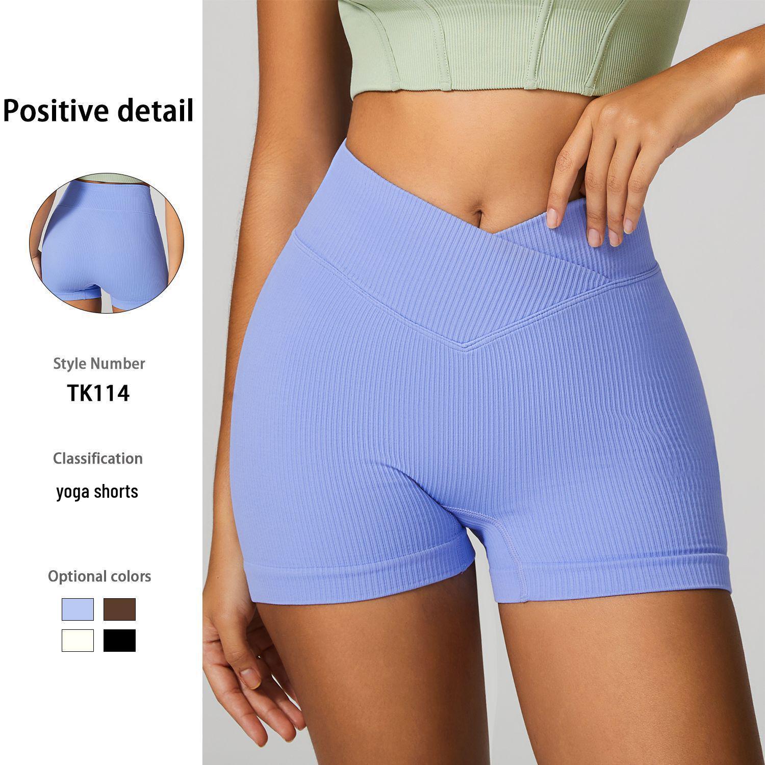 American High-Waist Knitted Yoga Shorts: Peach Hip-Lift Tight Cross Sports Design Medium світло-фіолетового кольору
American High-Waist Knitted Yoga Shorts: Peach Hip-Lift Tight Cross Sports Design Medium світло-фіолетового кольору
