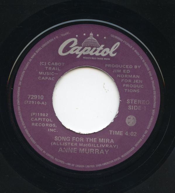 7inch Record ANNE MURRAY Song For The Mira 72910 Capitol Records 1982 Canada Pop Used
7inch Record ANNE MURRAY Song For The Mira 72910 Capitol Records 1982 Canada Pop Used