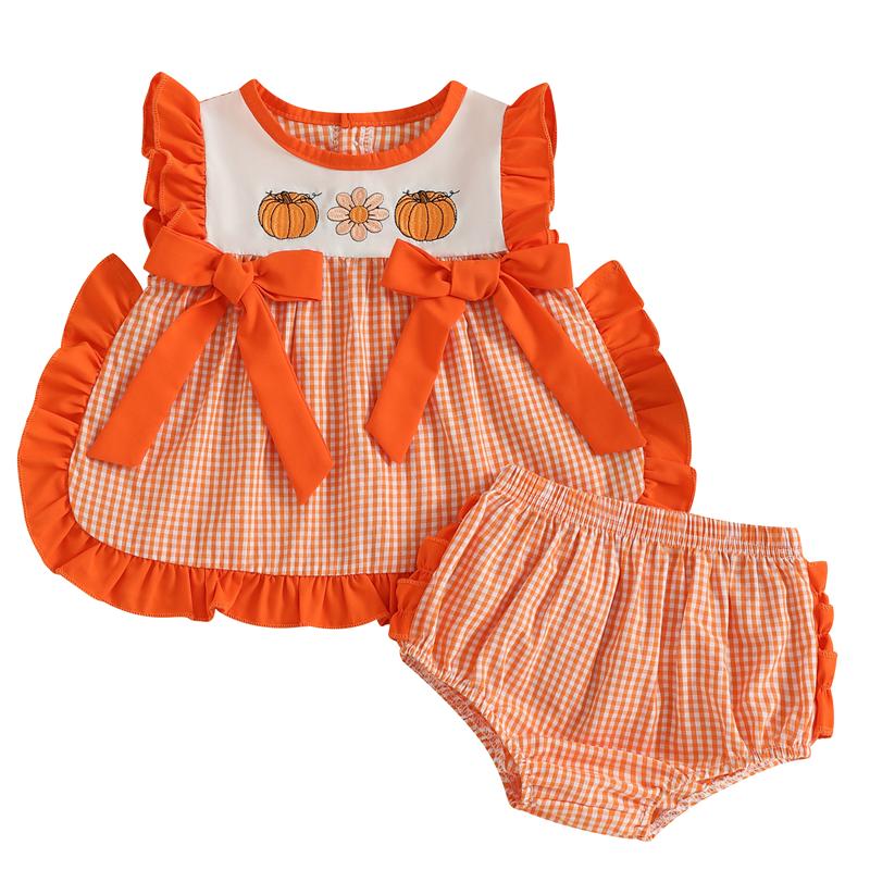 Baby Girls Set Toddler Infant Pumpkin Embroidery A-line Sleeveless Tops and Plaid Shorts 2Pcs Set 60 помаранчевий
Baby Girls Set Toddler Infant Pumpkin Embroidery A-line Sleeveless Tops and Plaid Shorts 2Pcs Set 60 помаранчевий
