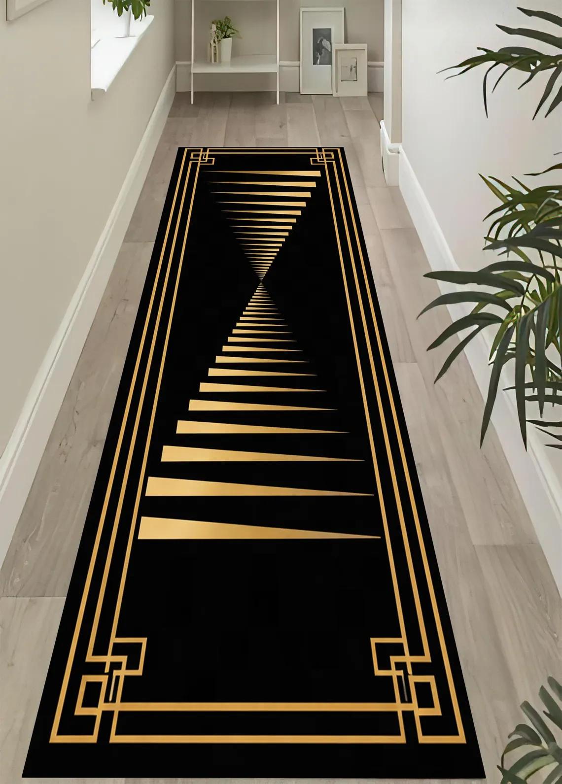 Black and Gold Geometric Runner Rug Elegant Meander Border Hallway Rug Carpet Rugs, Washable Mat for Bedroom Entry 40x120CM
Black and Gold Geometric Runner Rug Elegant Meander Border Hallway Rug Carpet Rugs, Washable Mat for Bedroom Entry 40x120CM