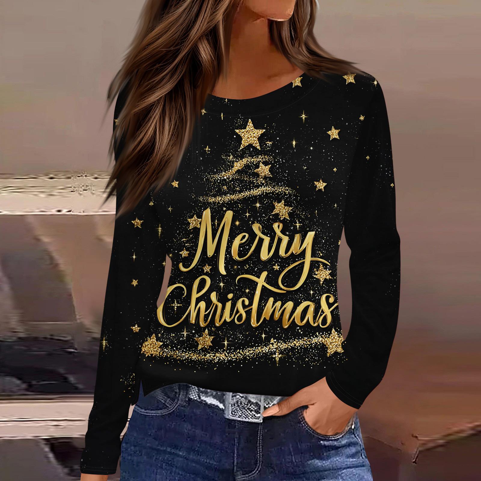 Женская модная повседневная футболка с разрезом по низу, круглым вырезом, длинными рукавами, свободного кроя, с рождественским принтом, женский топ XXL чёрный
Женская модная повседневная футболка с разрезом по низу, круглым вырезом, длинными рукавами, свободного кроя, с рождественским принтом, женский топ XXL чёрный