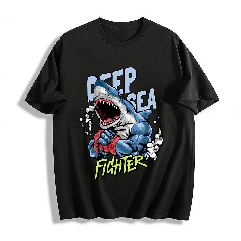 Deep Sea Fighter Shark Print Cool Street Style Loose T-Shirt Pure cotton T-shirt 6XL
Deep Sea Fighter Shark Print Cool Street Style Loose T-Shirt Pure cotton T-shirt 6XL