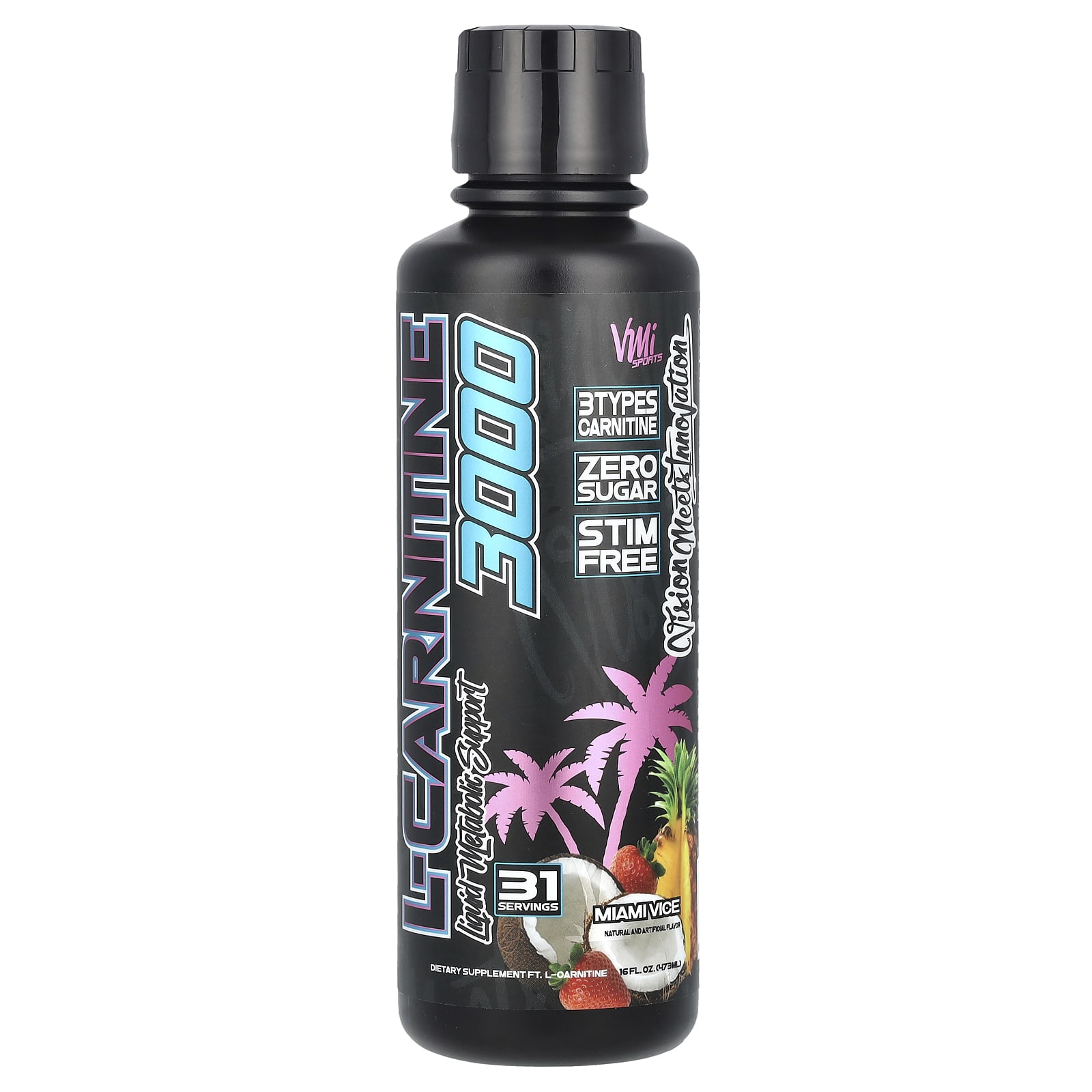VMI Sports, L-Carnitine 3000, Miami Vice, 16 fl oz (473 ml) 
VMI Sports, L-Carnitine 3000, Miami Vice, 16 fl oz (473 ml)