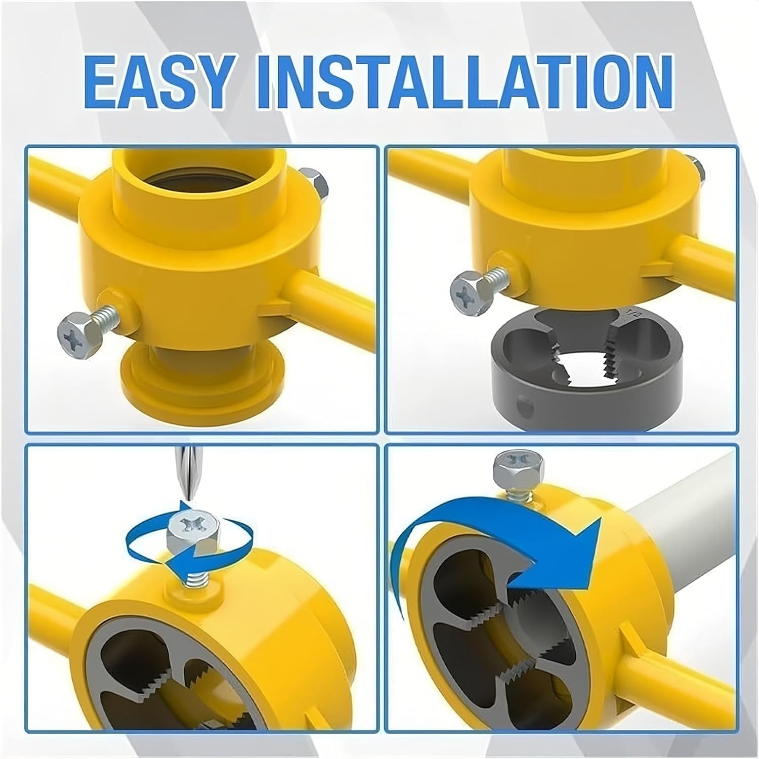 Plastic Pipe Thread Die Kit,PVC Pipe Threader Plumbing Tool Kit with 3 Dies,6 Pcs Set of Water Pipe Die Plastic Pipe Die Tap Wrench Set,1/2”, 3/4 1 Set
Plastic Pipe Thread Die Kit,PVC Pipe Threader Plumbing Tool Kit with 3 Dies,6 Pcs Set of Water Pipe Die Plastic Pipe Die Tap Wrench Set,1/2”, 3/4 1 Set