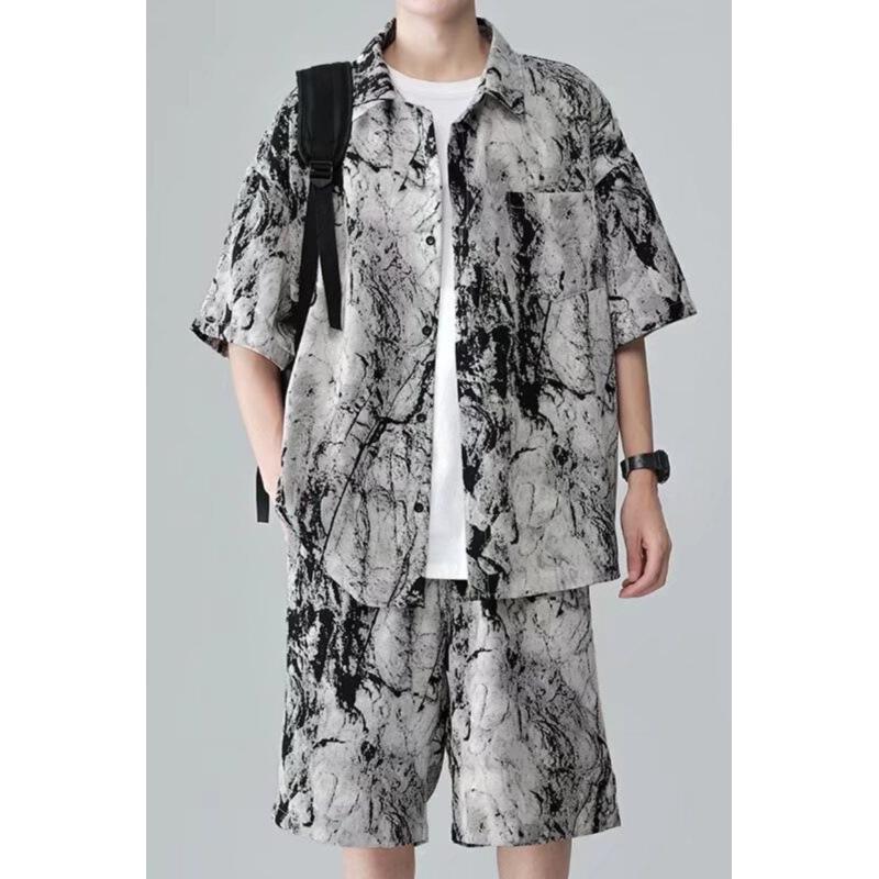Classic Comfortable Tie-dye Watercolor Ink Color 3D Print Shirt +Shorts Two Piece Set Short Sleeve Flip Collar Shirts Half Pants S
Classic Comfortable Tie-dye Watercolor Ink Color 3D Print Shirt +Shorts Two Piece Set Short Sleeve Flip Collar Shirts Half Pants S