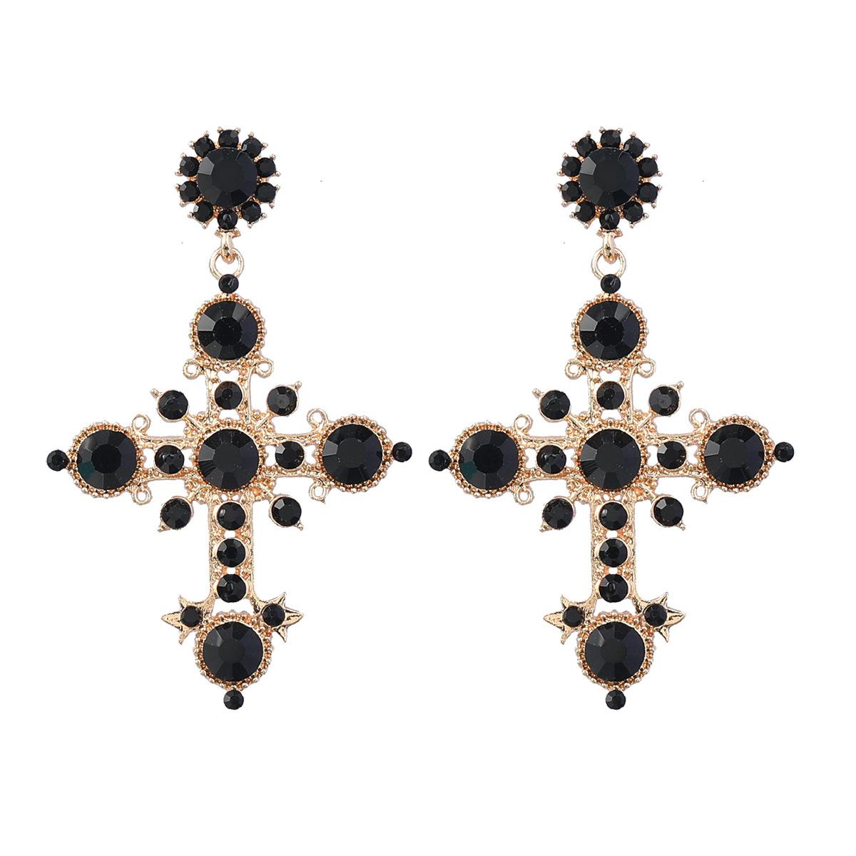 Fashion Metal Rhinestone Cross Religious Earrings Women s Creative Exaggerated Dangle Earrings Banquet Zircon Accessories чорний
Fashion Metal Rhinestone Cross Religious Earrings Women s Creative Exaggerated Dangle Earrings Banquet Zircon Accessories чорний