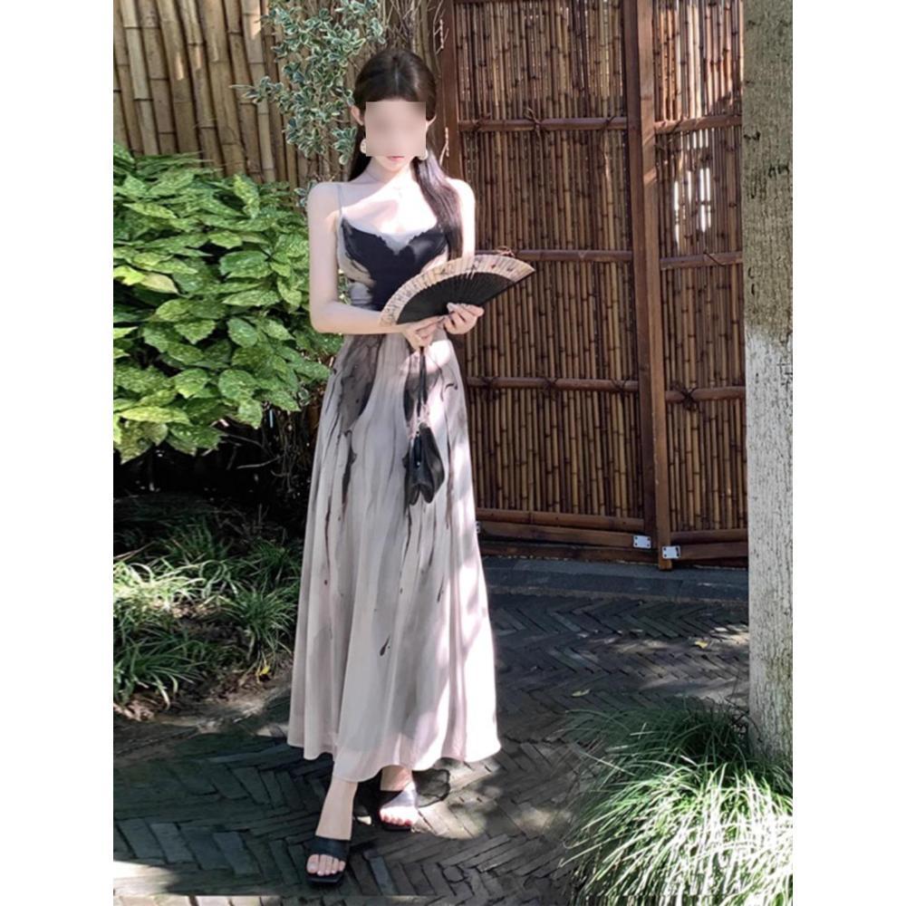 Elegant Ink Print Spaghetti Strap Dress - Women s Summer Chic M (45-50 kg recommended)
Elegant Ink Print Spaghetti Strap Dress - Women s Summer Chic M (45-50 kg recommended)