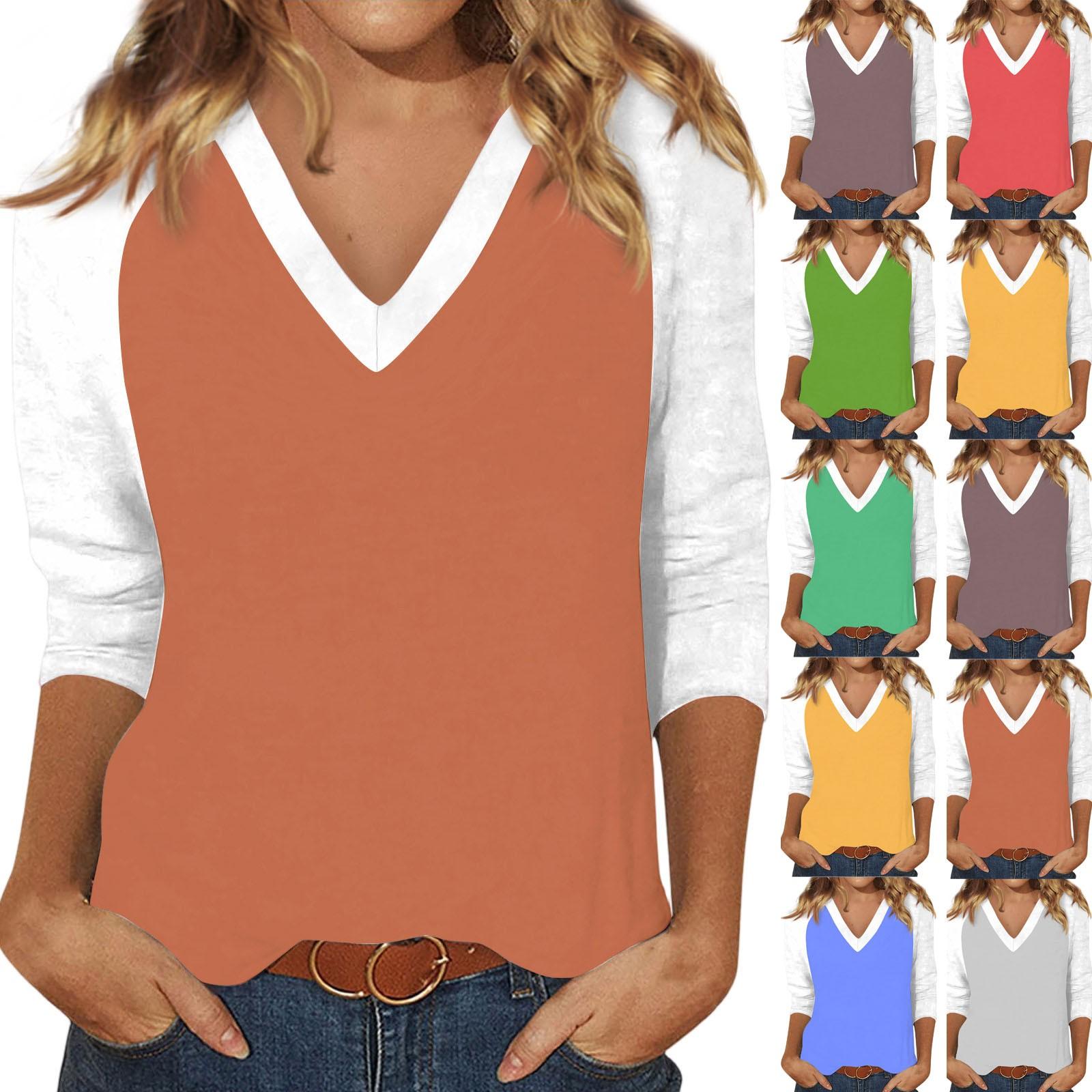 Women s Casual And Fashionable Patchwork V-Neck Top With Seven Quarter Sleeves Top XXL
Women s Casual And Fashionable Patchwork V-Neck Top With Seven Quarter Sleeves Top XXL